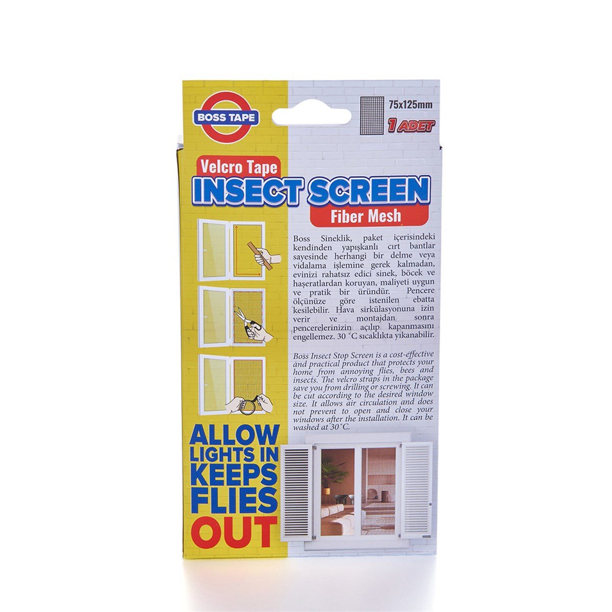 2'li Pencere Cam Sineklik 75x125mm Cırt Bantlı