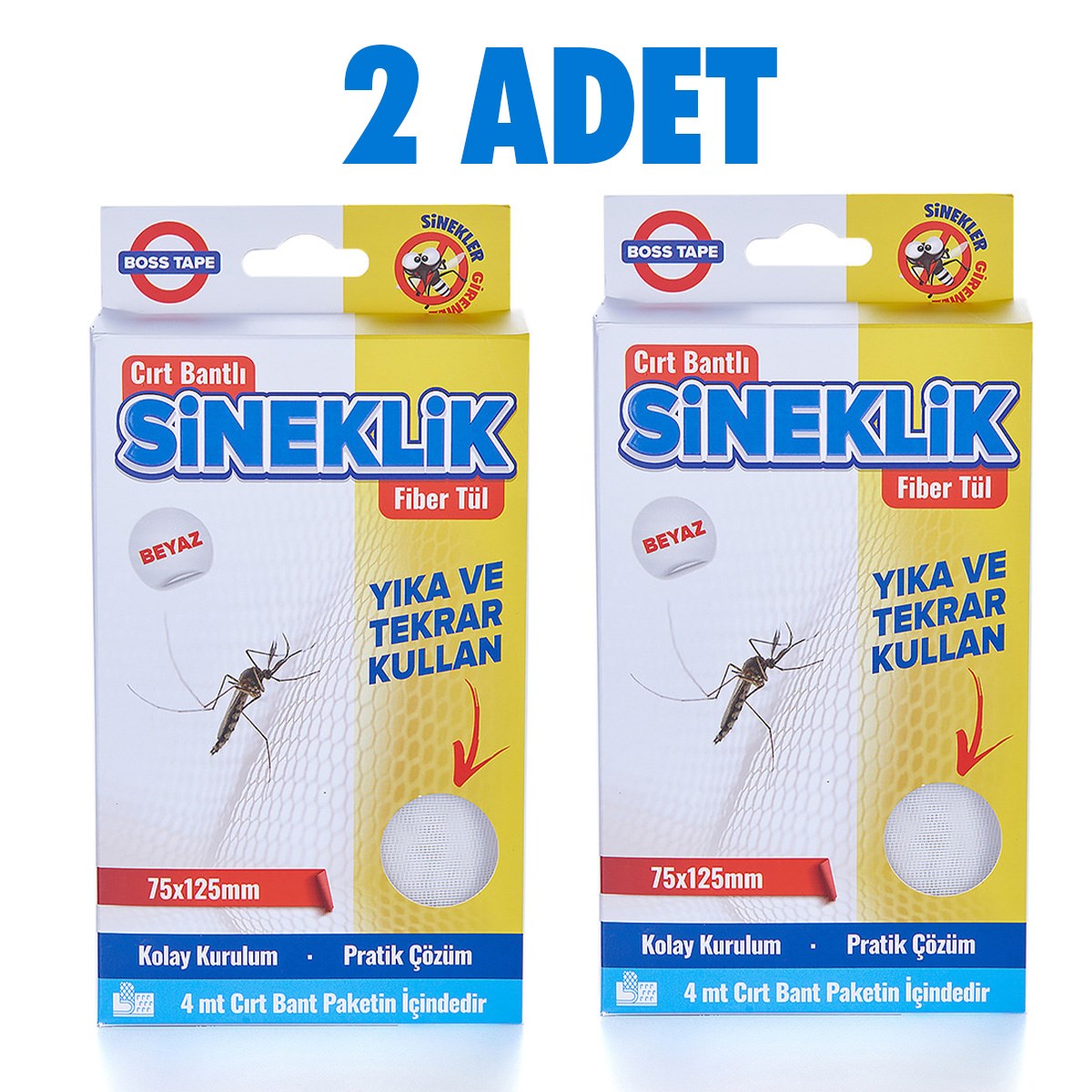 2'li Pencere Cam Sineklik 75x125mm Cırt Bantlı