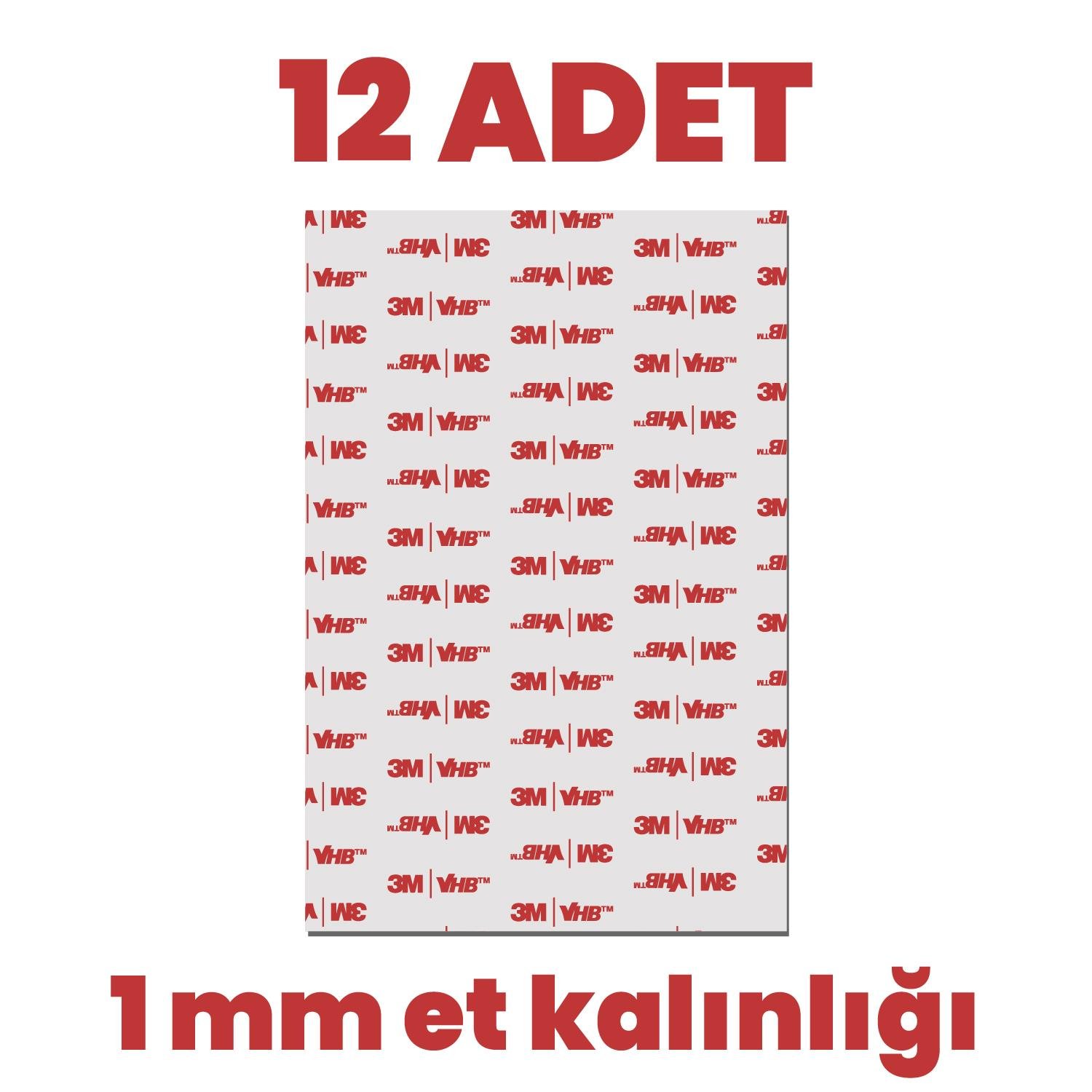 3MÇift Taraflı Bantlar3M 12 Adet Çift Taraflı VHB 150x100mm Hazır Kesim