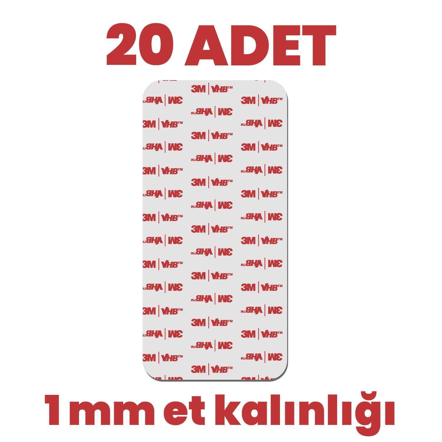 3MÇift Taraflı Bantlar3M VHB 20 Adet Çift Taraflı 65x135mm Hazır Kesim