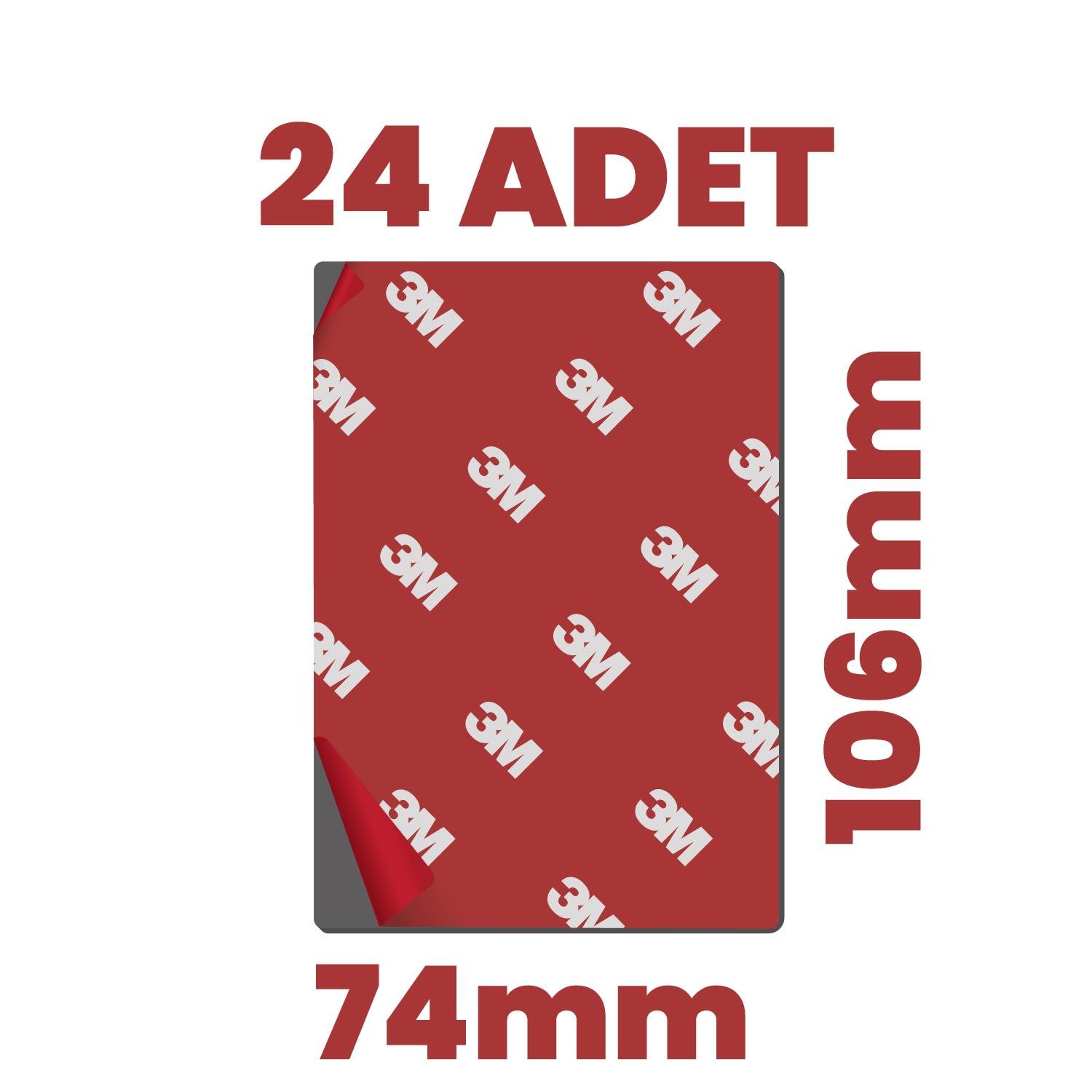 3MÇift Taraflı Bantlar3M VHB 24 Adet Çift Taraflı 74mmX106mm Hazır Kesim