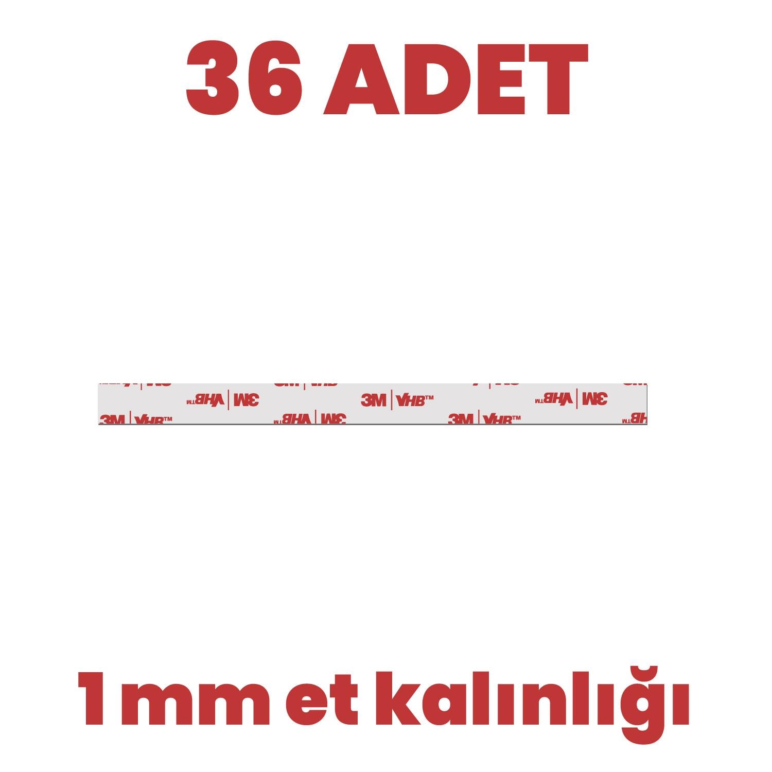 3MÇift Taraflı Bantlar3M VHB 36 Adet Çift Taraflı 273mmX20mm Hazır Kesim