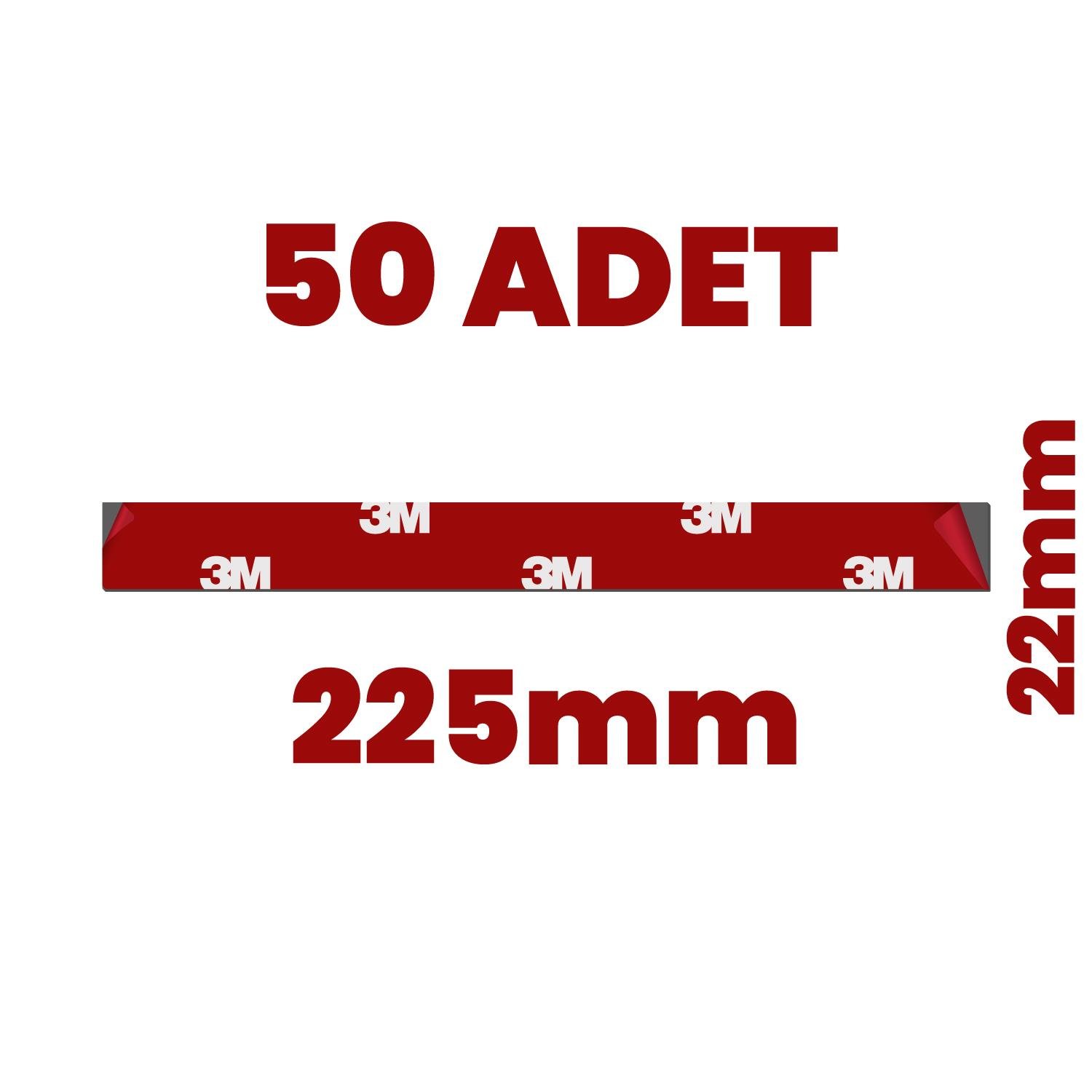 3MÇift Taraflı Bantlar3M VHB 50 Adet Çift Taraflı 225mmX22mm Hazır Kesim
