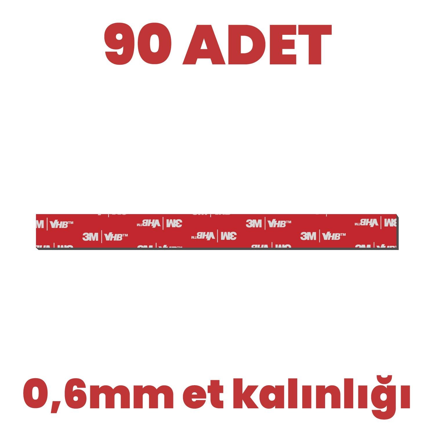 3MÇift Taraflı Bantlar3M VHB 90 Adet Çift Taraflı 140x13mm Hazır Kesim