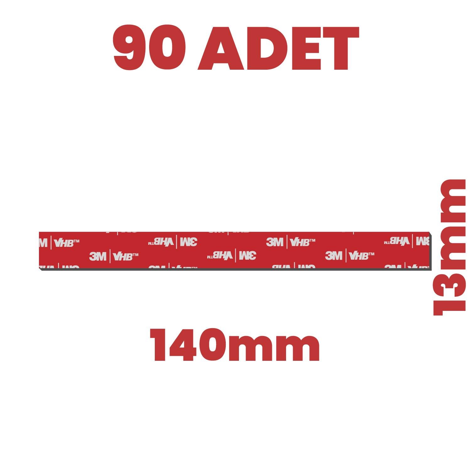3MÇift Taraflı Bantlar3M VHB 90 Adet Çift Taraflı 140x13mm Hazır Kesim