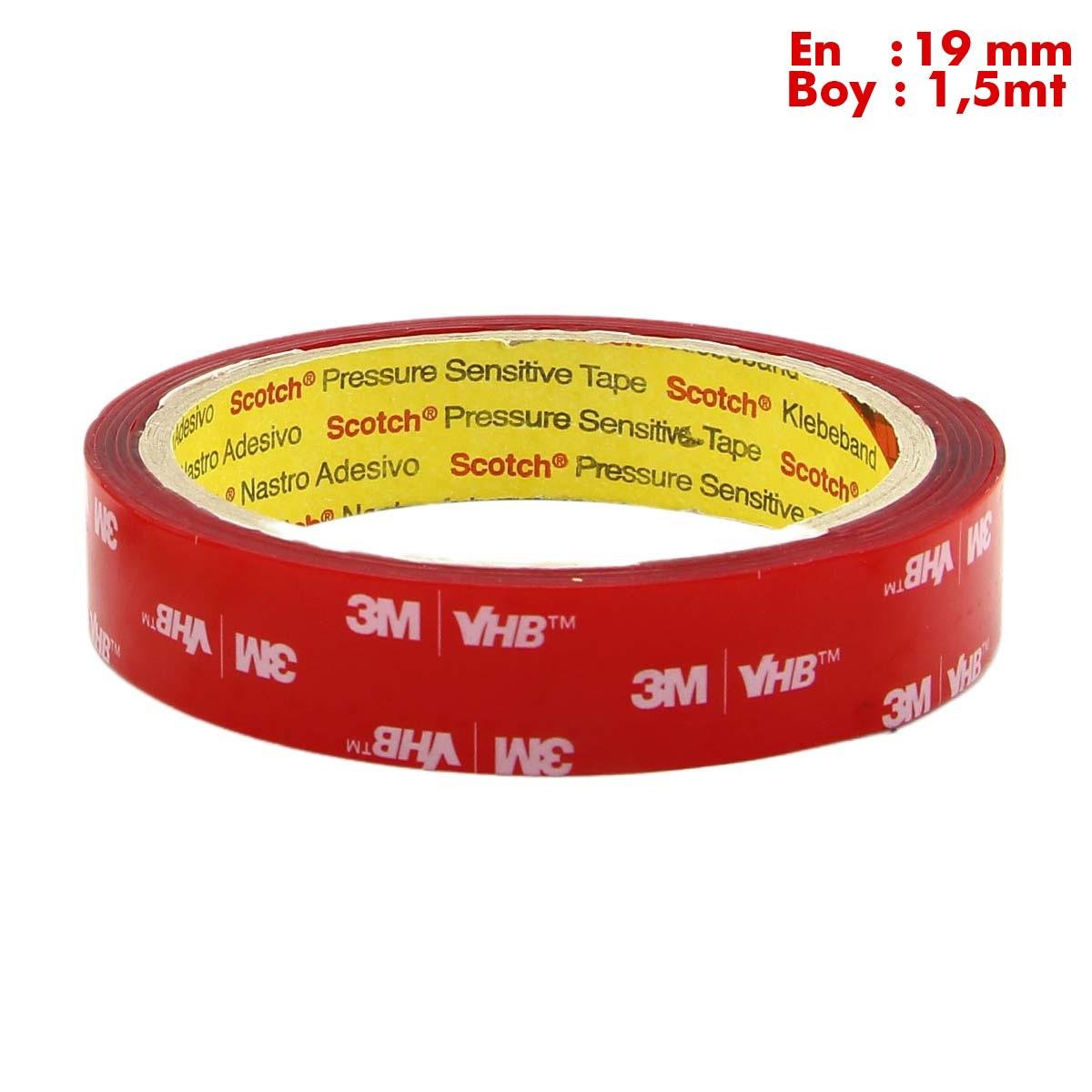 3MMaskeleme Bantları3M VHB Araç Aksesuar Yapıştırma Bandı En:19mm Boy:1,5metre