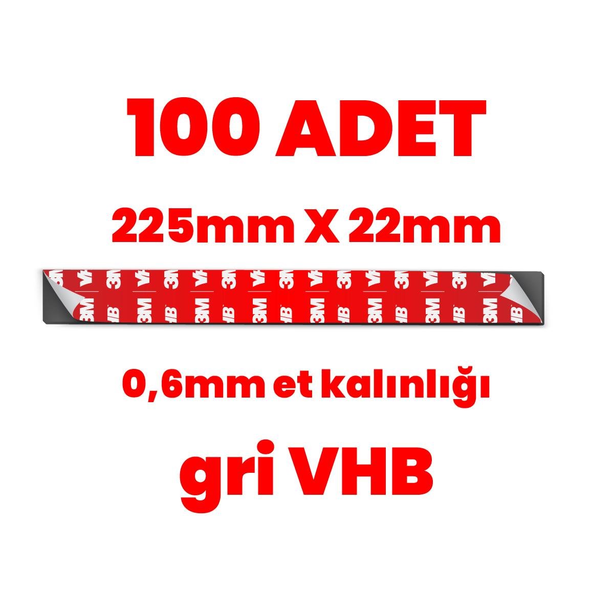 3MElektrik Bantları3M VHB Çok Güçlü Çift Taraflı 100 adet Hazır Kesim 225mmx22mm