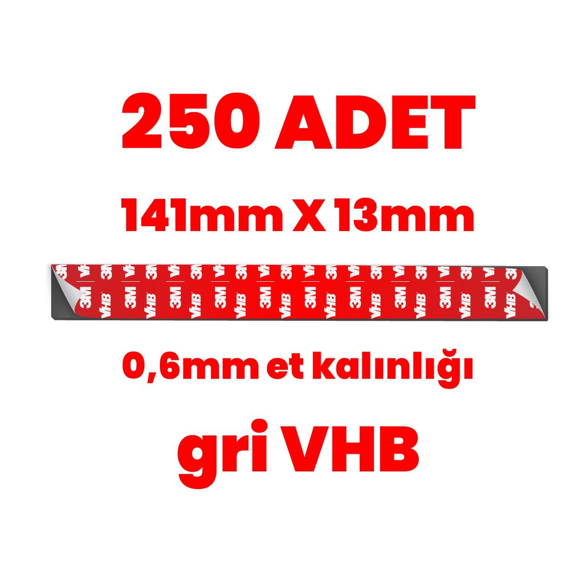 3MElektrik Bantları3M VHB Çok Güçlü Çift Taraflı 250 adet Hazır Kesim141mmx13mm