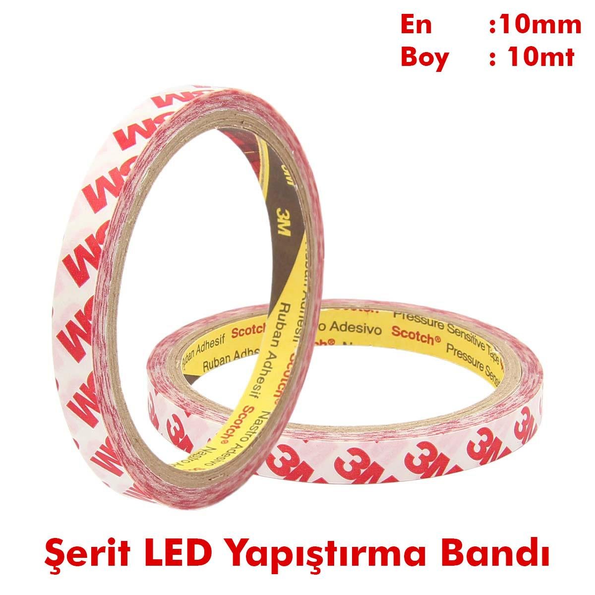 3Mİzolasyon BantlarıLed Şerit Yapıştırma Bandı 3M Markalı En:10mm Boy:10mt