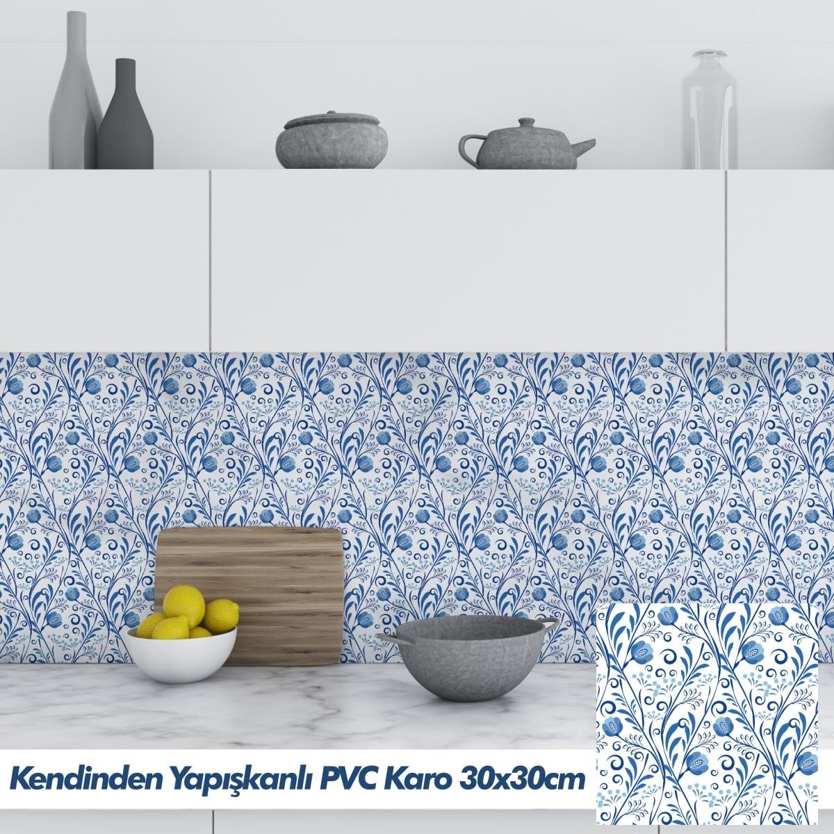 Boss 12 Adet PVC Karo Traditional Blue 30x30cm (1,08 m²)