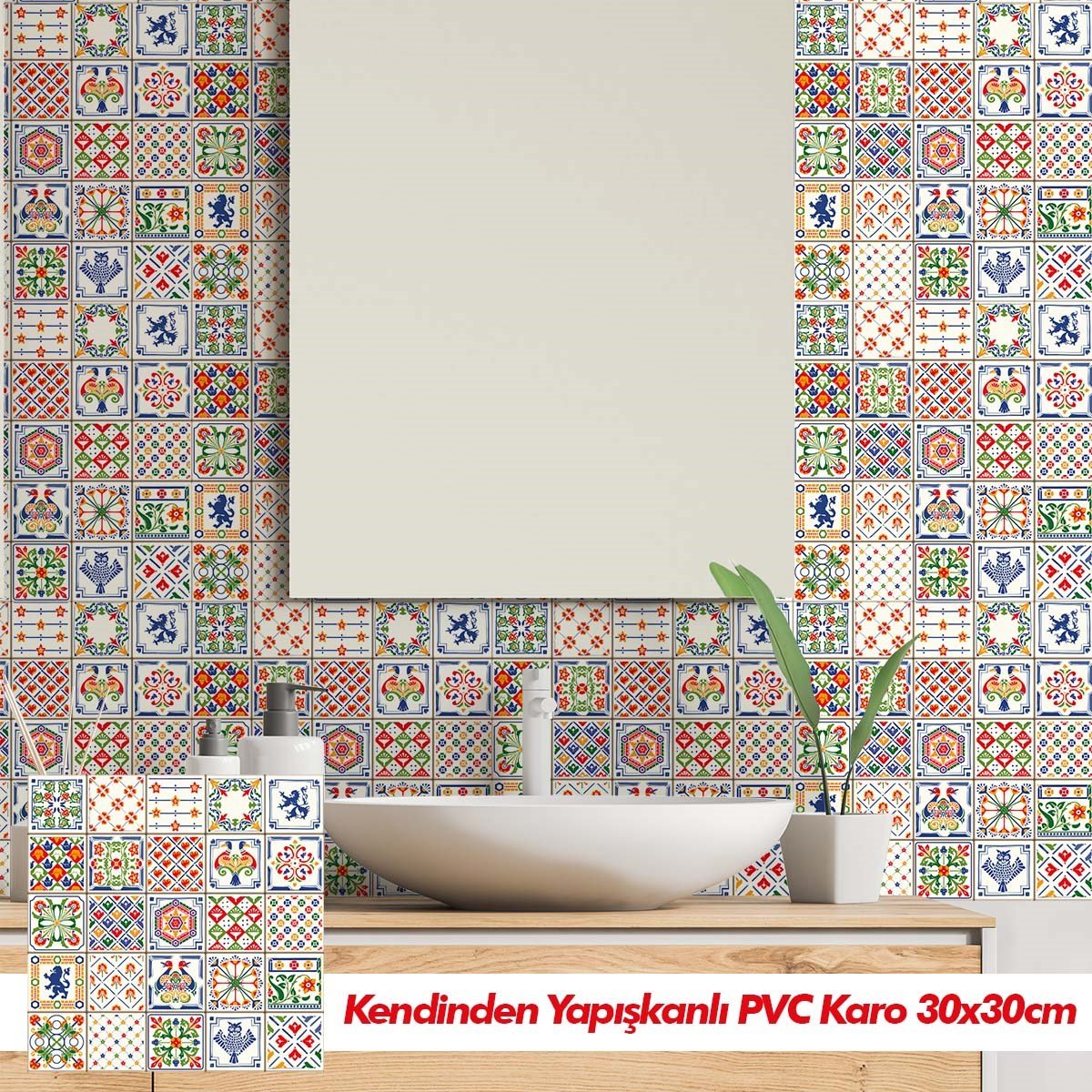 Boss 4 Adet PVC Karo Floral Portugal 30x30cm (0,36 m²)