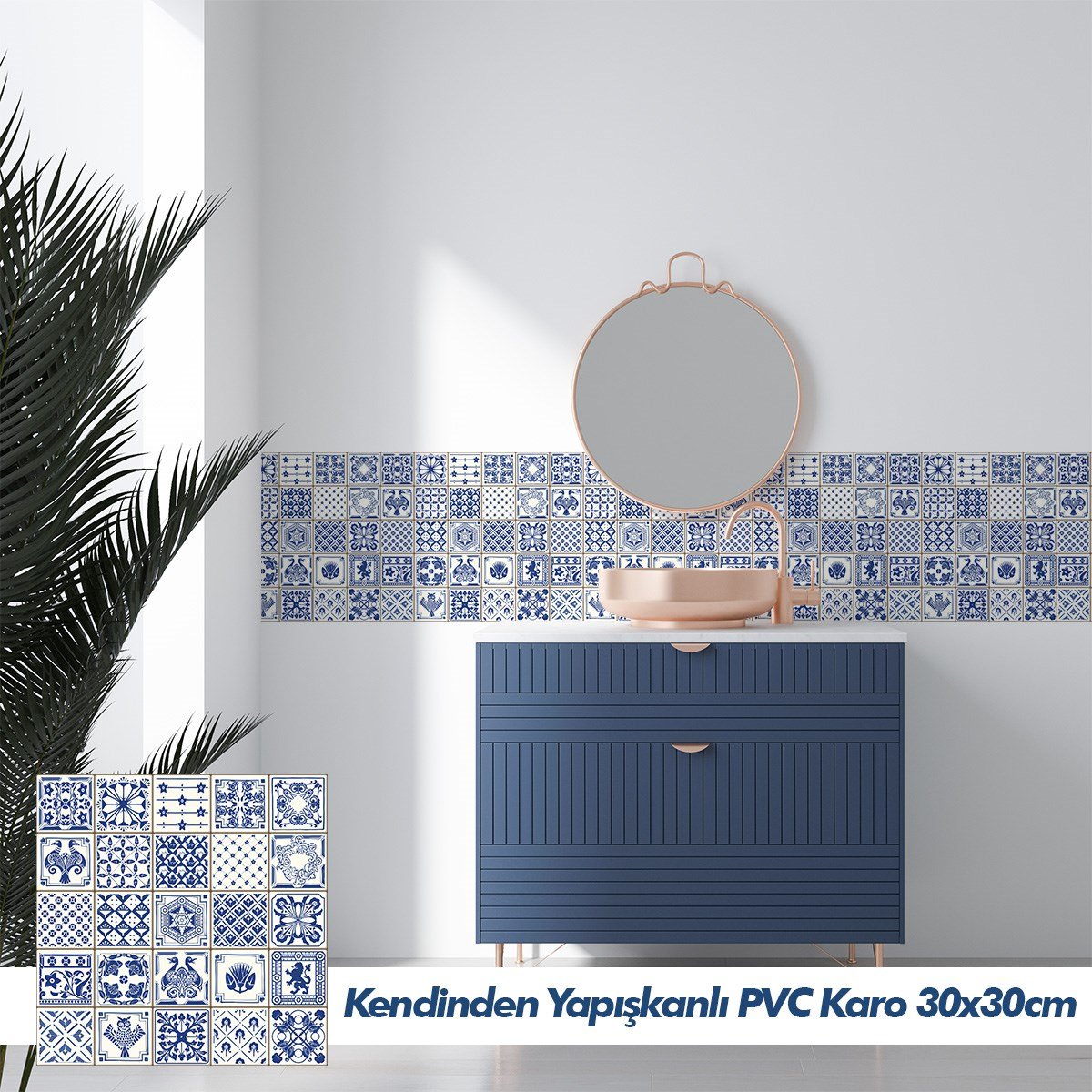 Boss 4 Adet PVC Karo Indigo 30x30cm (0,36 m²)