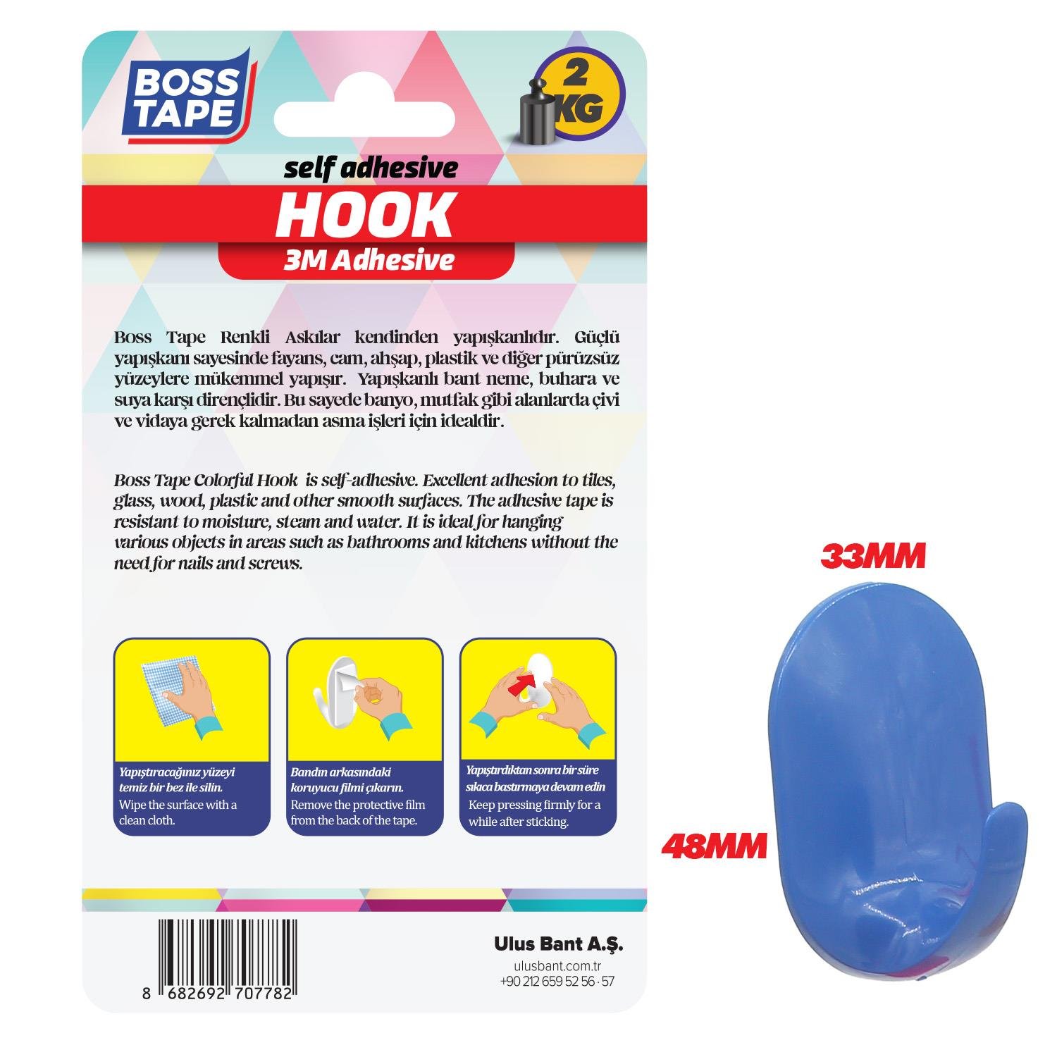 Boss Tape 3M Bantlı Lacivert 4'lü Askı