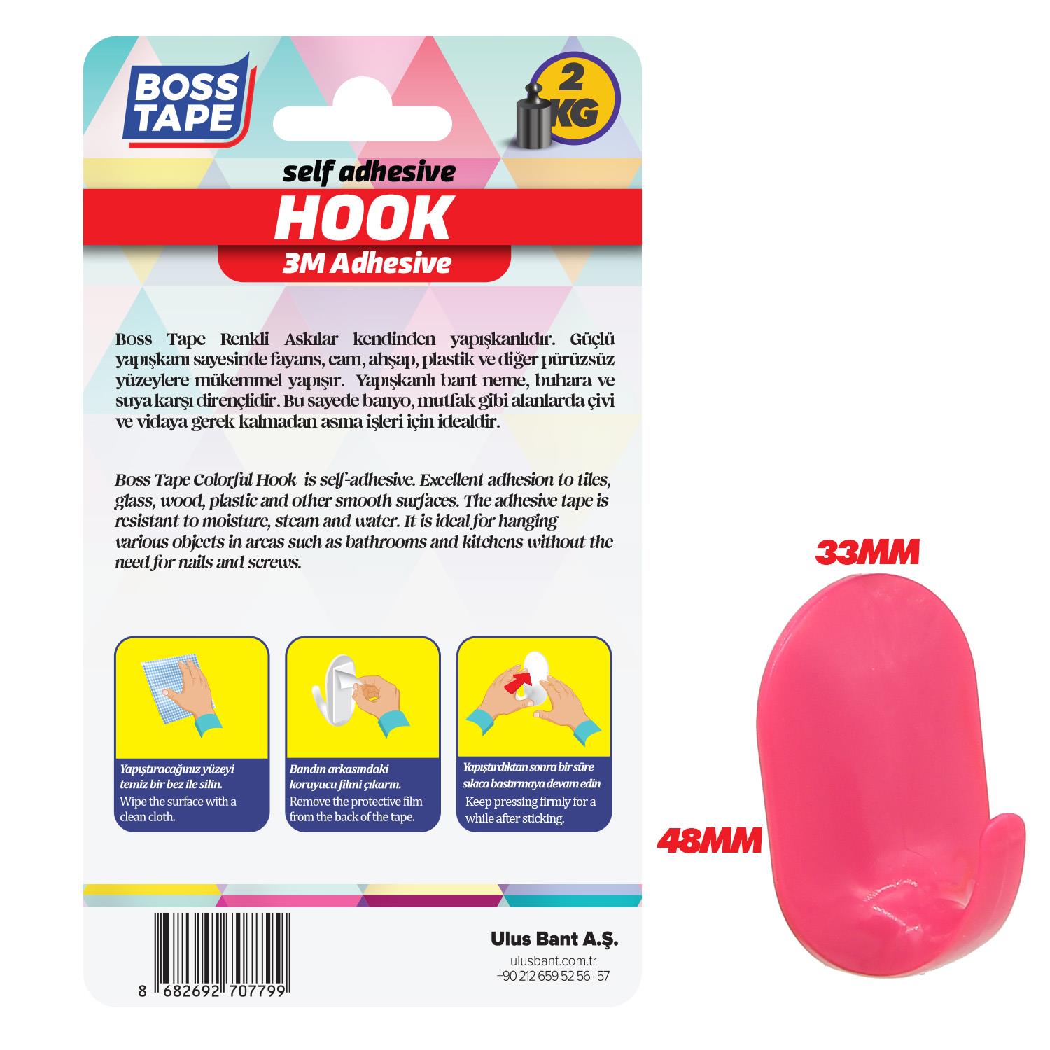 Boss Tape 3M Bantlı Pembe 4'lü Askı