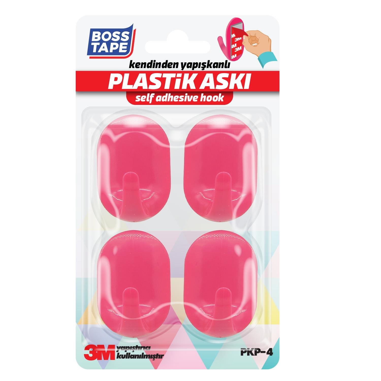 Boss Tape 3M Bantlı Pembe 4'lü Askı