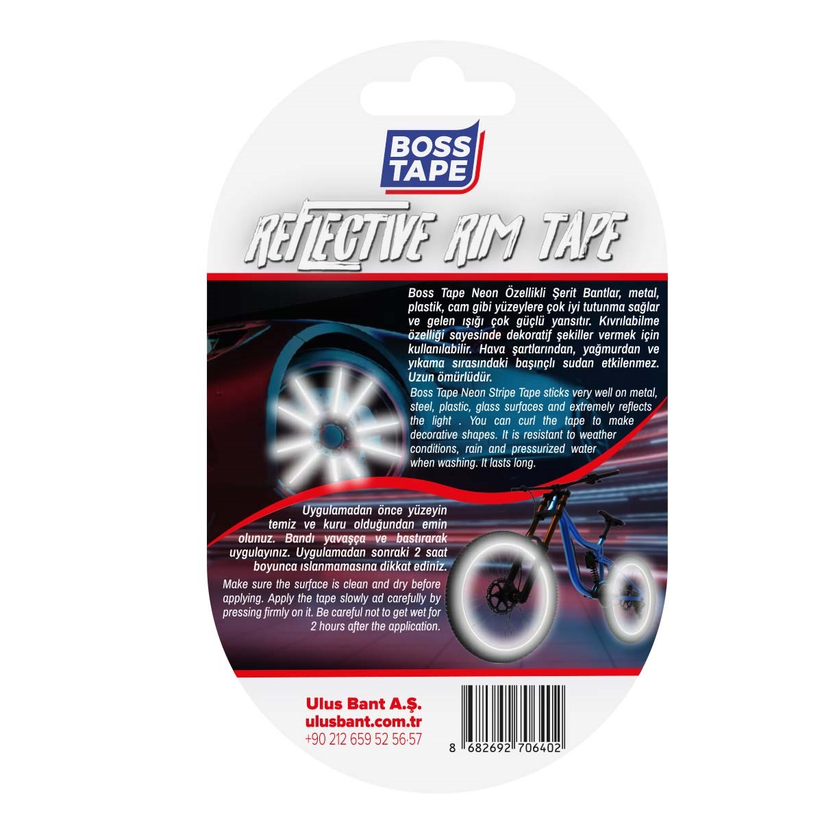 Boss Tape Beyaz Neon Jant Bandı UNI EN12899 Sertifikalı