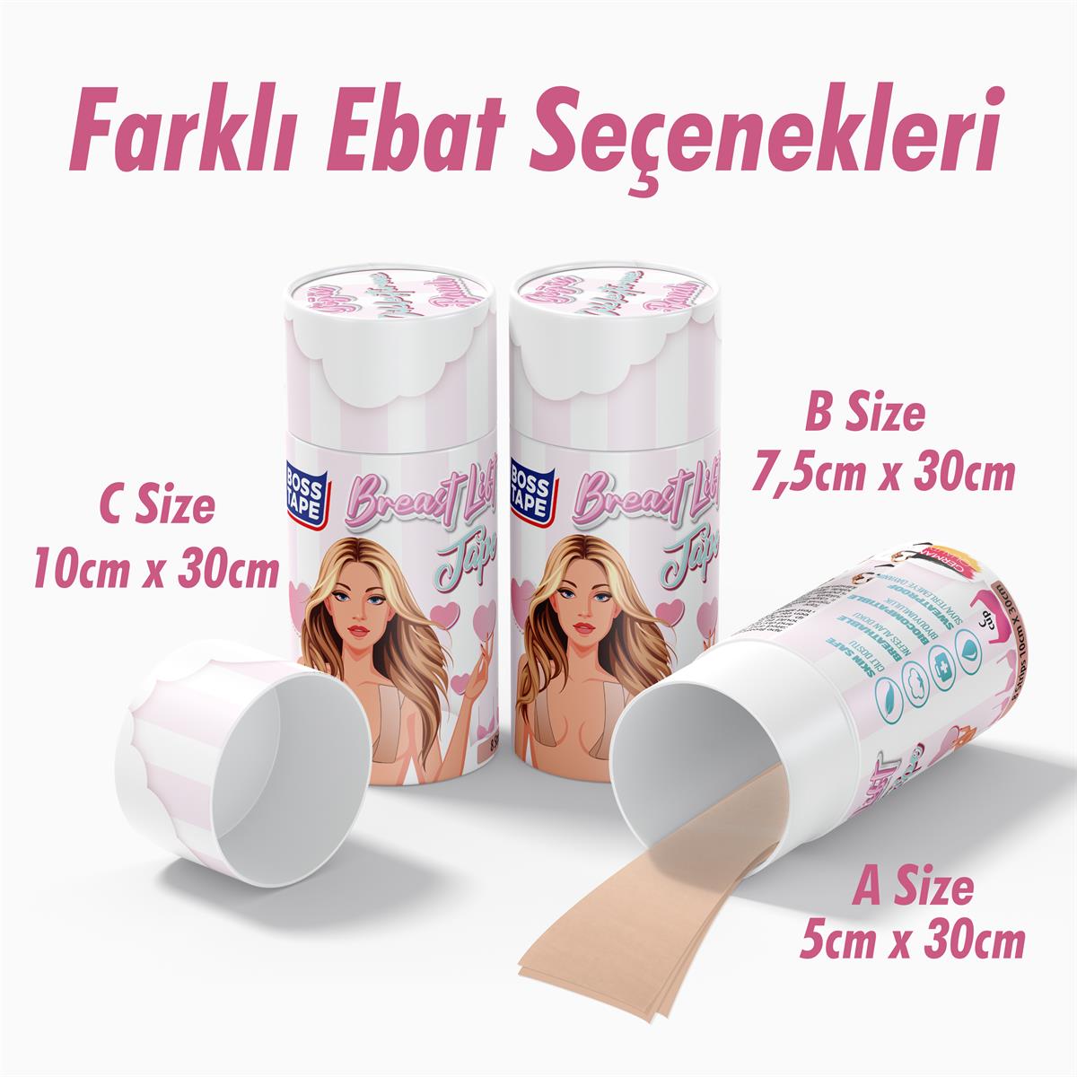 Boss Tape Göğüs Dikleştirme Şekillendirme Bandı C Cup 8 Adet 10cmX30cm 