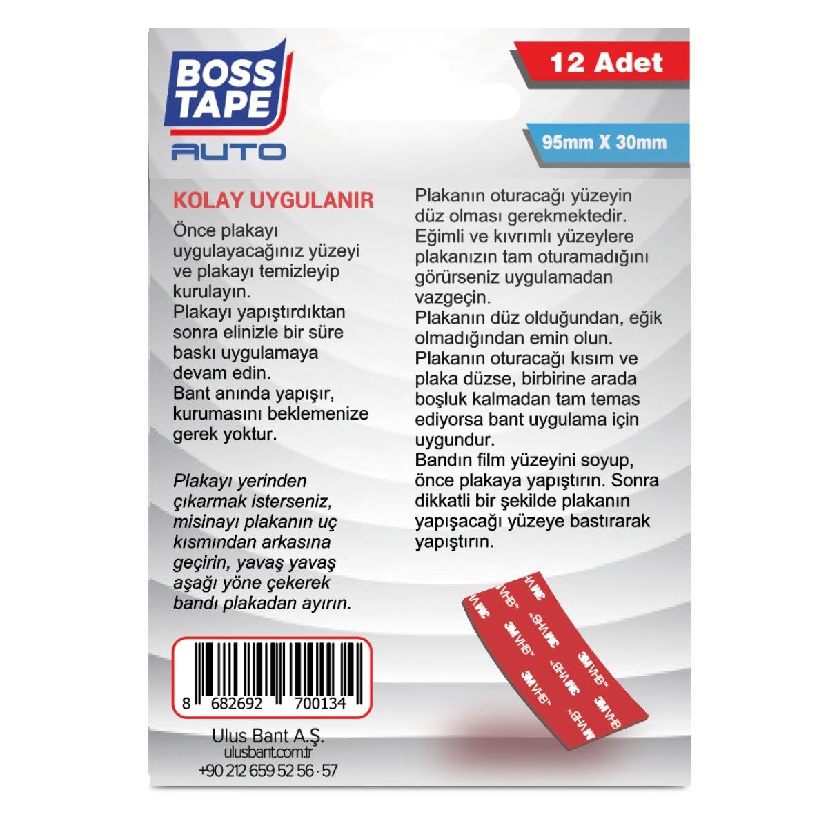 Boss Tape Plaka Yapıştırma Bandı - 3M
