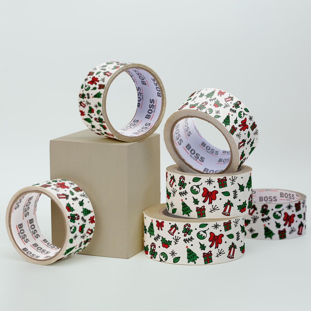 Boss Tape Yılbaşı Süsü Baskılı Koli Bandı En:50mm Boy:66mt