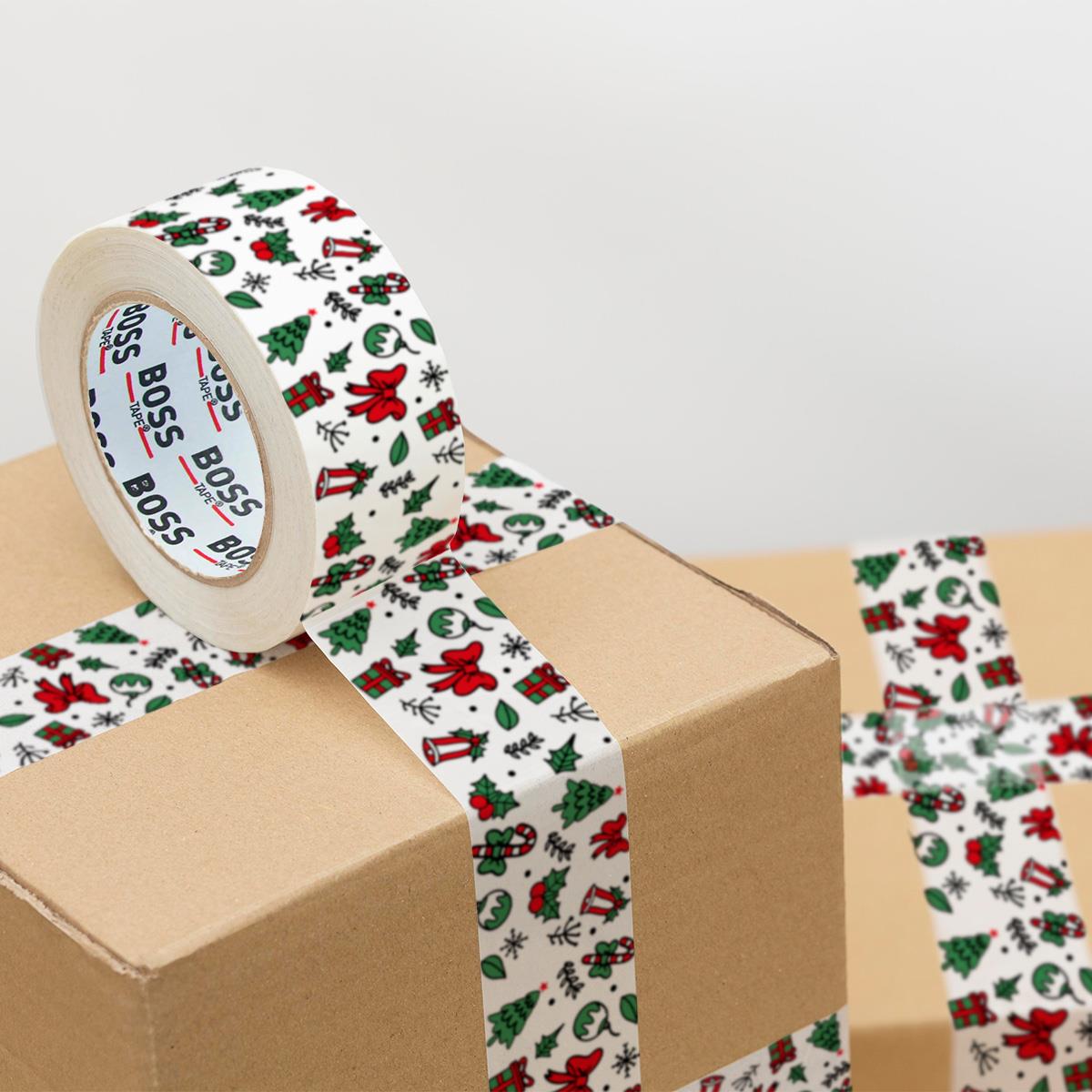 Boss Tape Yılbaşı Süsü Baskılı Koli Bandı En:50mm Boy:66mt