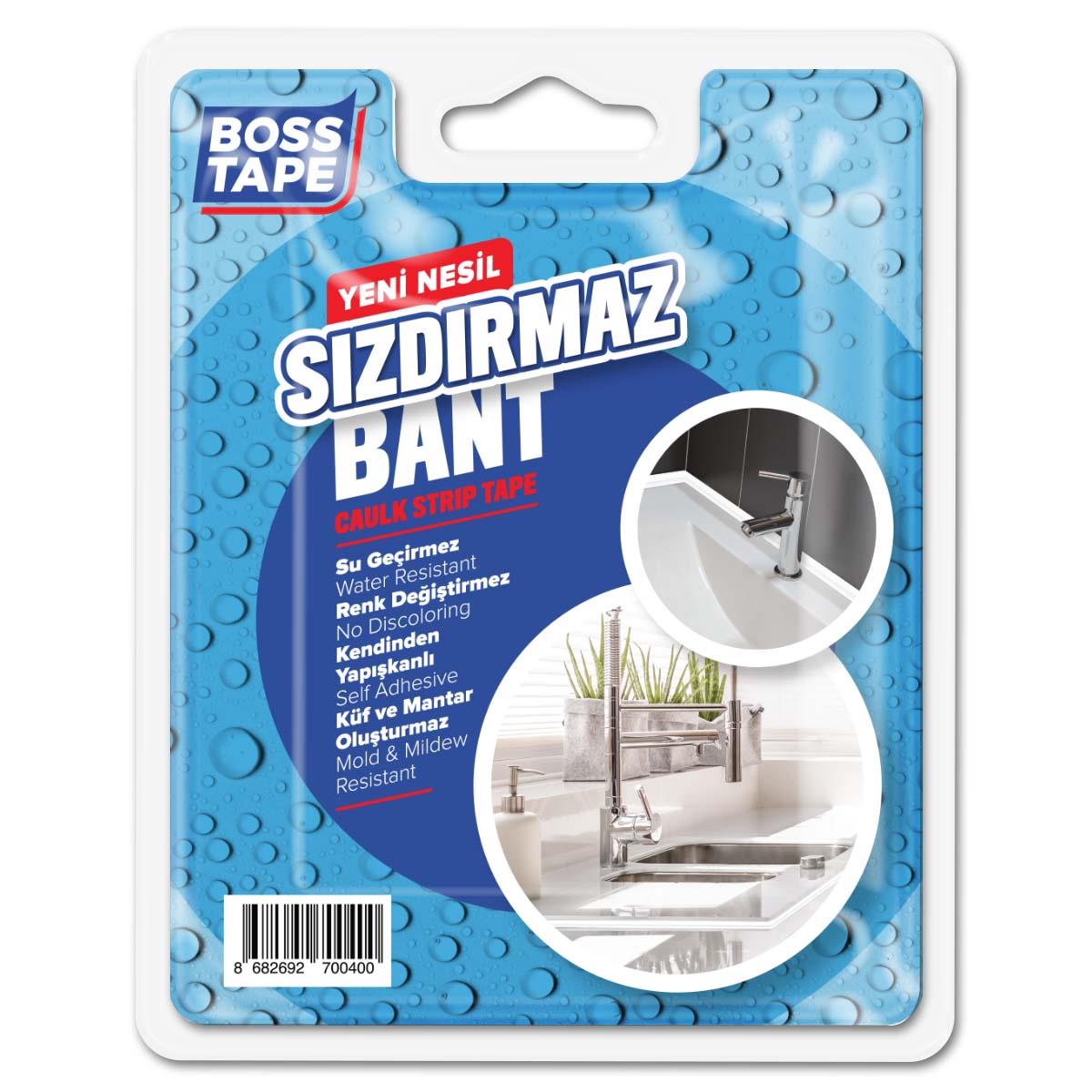 Boss TapeElektrik Bantları3,35 metre 3M Yapışkanlı Su Sızdırmaz Geçirmez Lavabo Küvet Tezgah Köşe Bandı En:22mm Beyaz