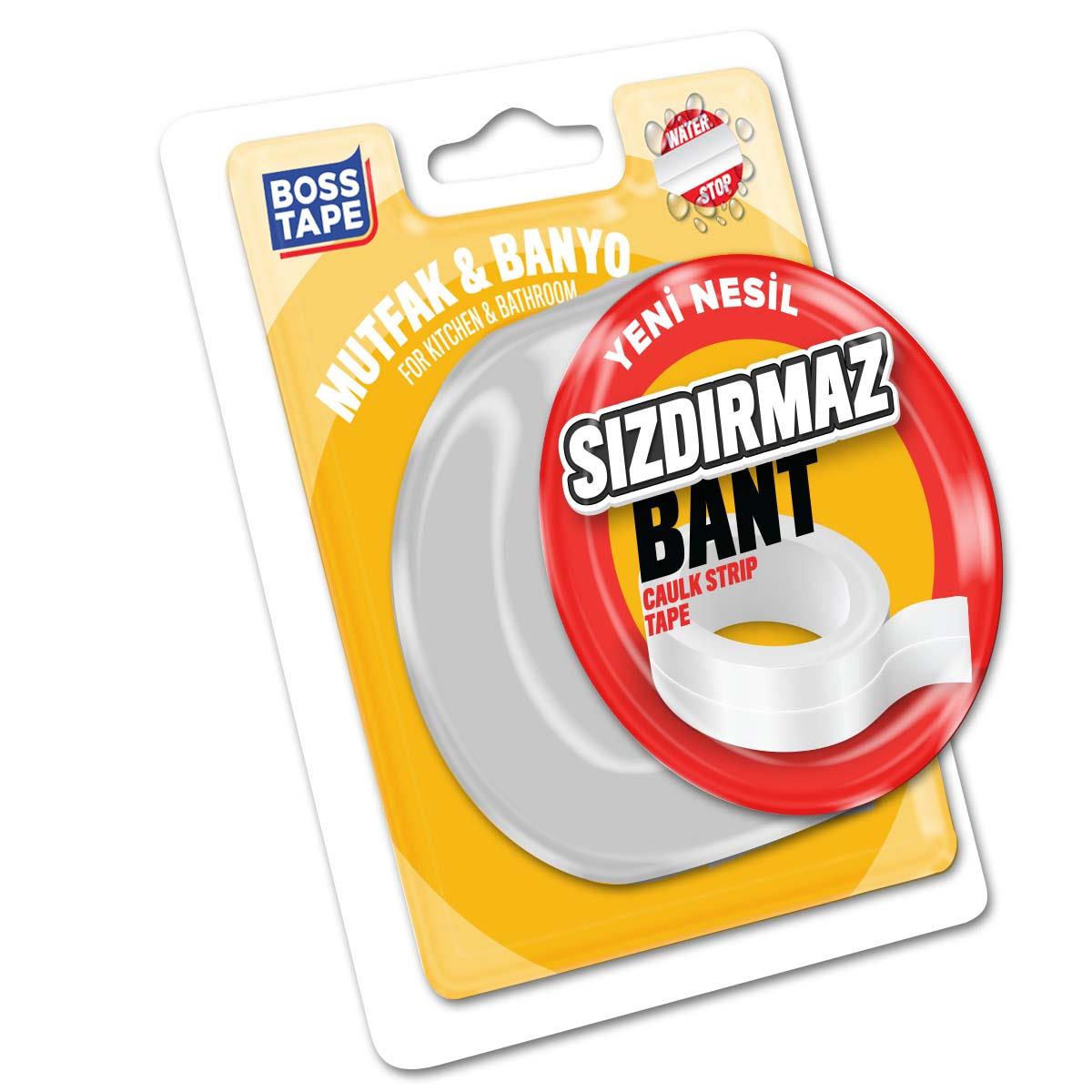Boss Tapeİzolasyon Bantları3,35 metre Su Sızdırmaz Geçirmez Lavabo Küvet Tezgah Köşe Bandı En:38mm Beyaz