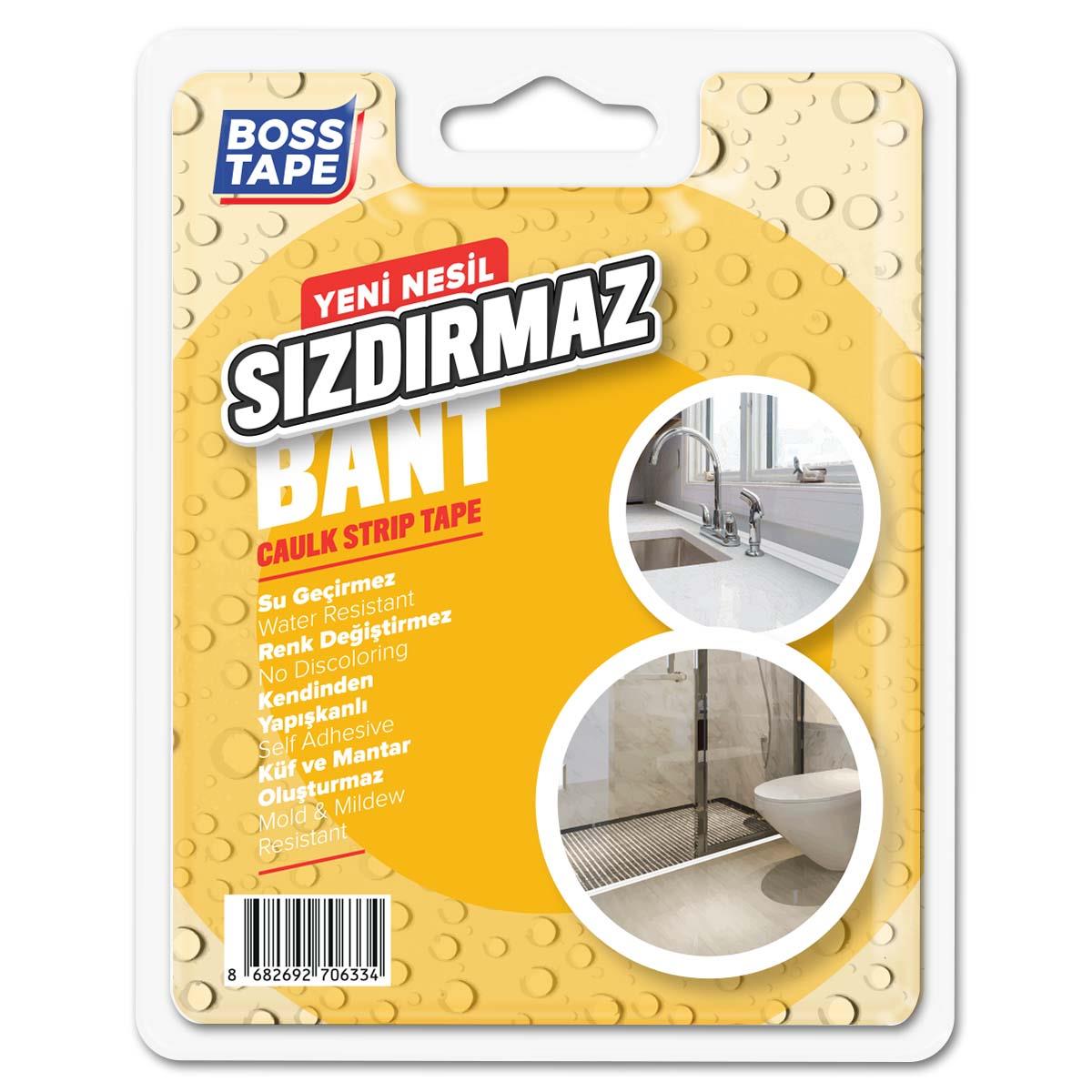 Boss Tapeİzolasyon Bantları3,35 metre Su Sızdırmaz Geçirmez Lavabo Küvet Tezgah Köşe Bandı En:38mm Beyaz