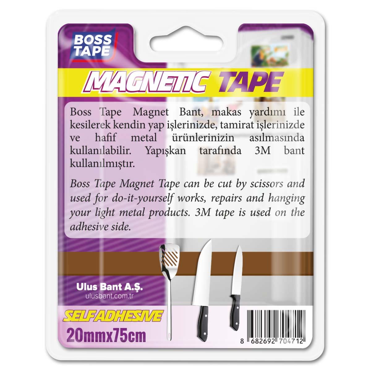 Boss TapeElektrik Bantları3M Marka Yapışkanlı Şerit Magnet Mıknatıs Bant En:20mm Boy:75cm
