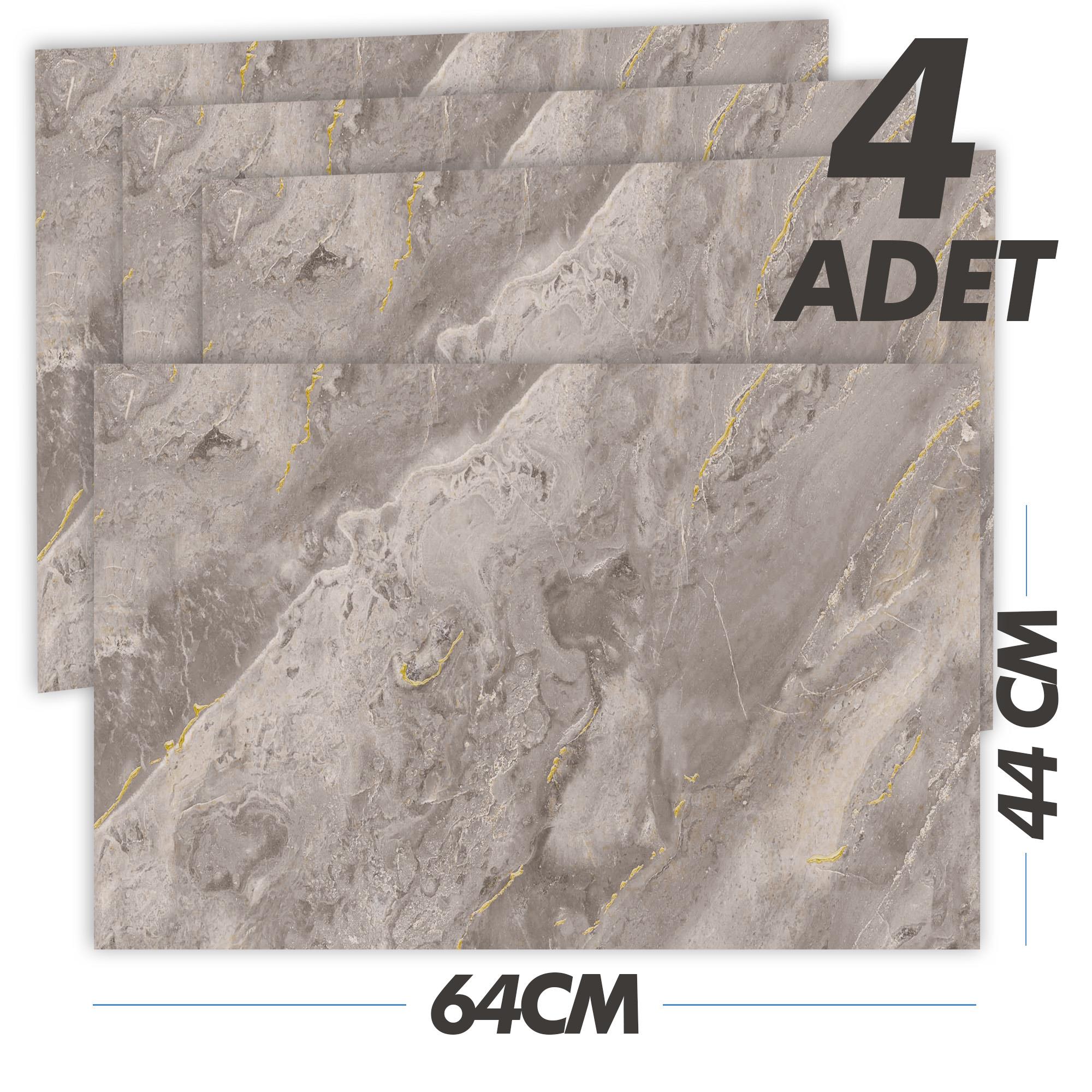 Boss TapeDöşeme4 Adet PVC Karo Kendinden Yapışkanlı Banyo Mutfak Fayans Kaplama 44x64cm Bej Mermer