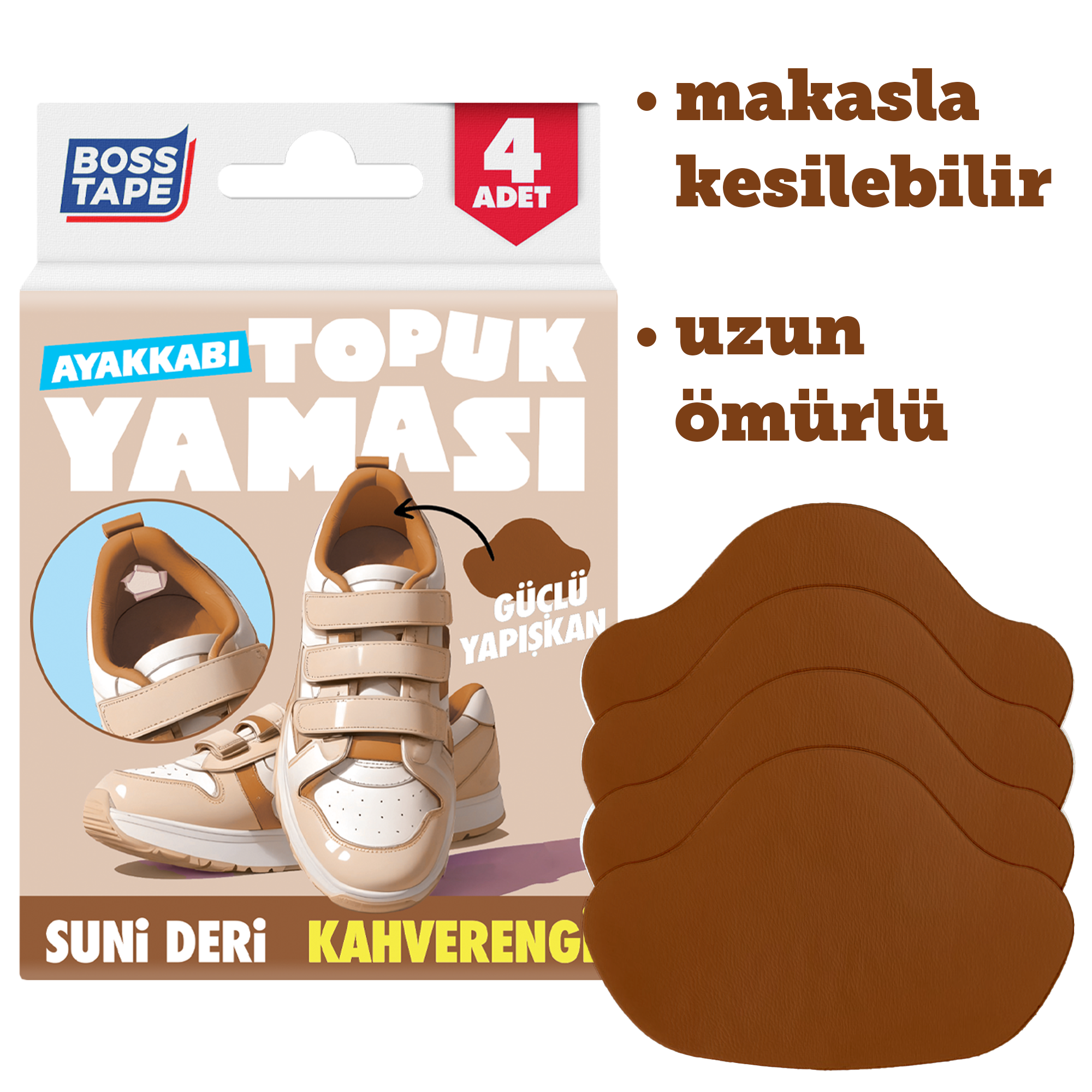 Boss TapeYapıştırıcıBantlarAyakkabı Topuk Yaması Yapışkanlı Ayakkabı Tamir Bandı Kahverengi