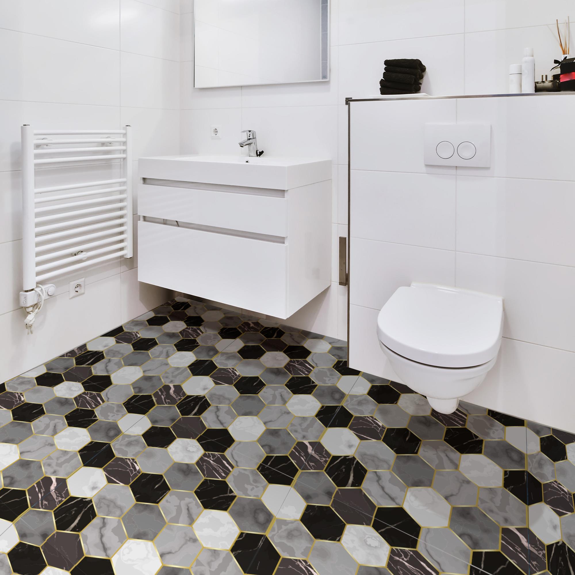 Boss TapeDöşemeBoss Kendinden Yapışkanlı Banyo Mutfak Fayans Kaplama Altıgen Pvc Karo 30x30cm (0,36 m²)