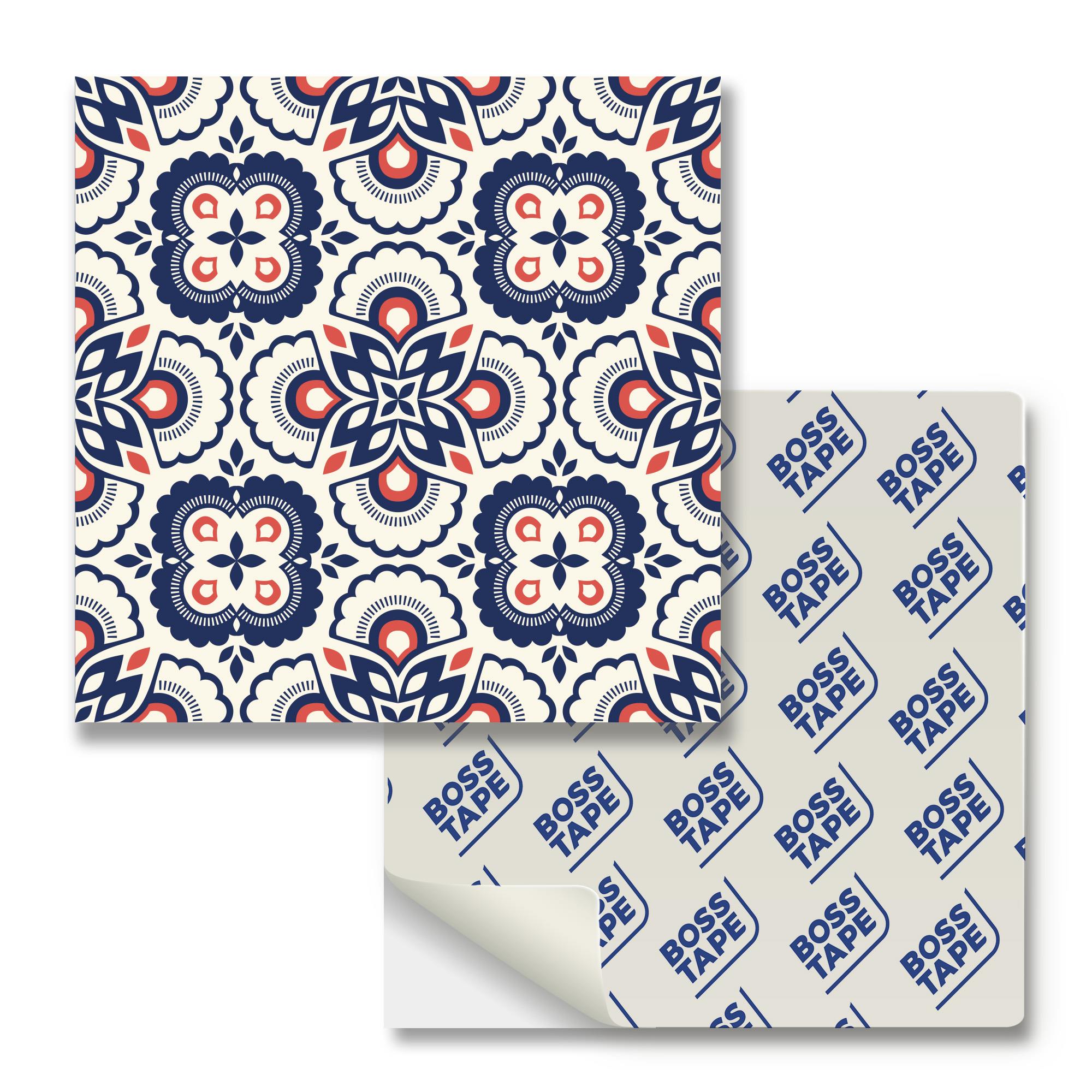 Boss TapeDöşemeBoss Kendinden Yapışkanlı Banyo Mutfak Fayans Kaplama Retro Çiçek Pvc Karo 30x30cm (0,36 m²)