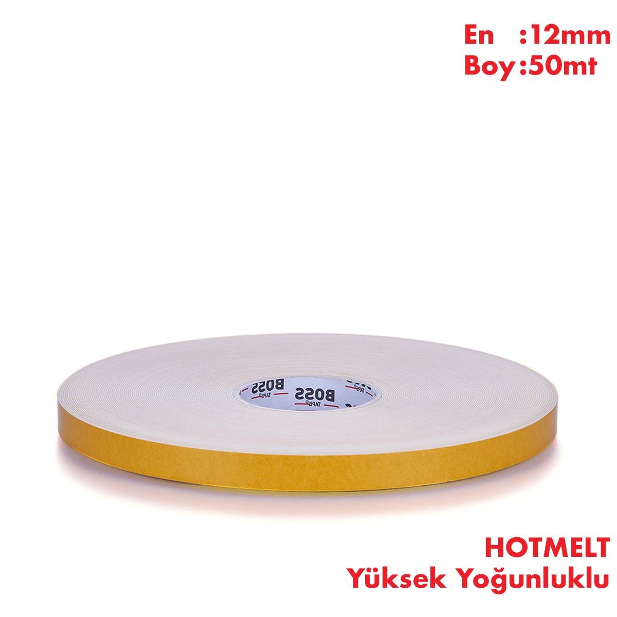 Boss TapeElektrik BantlarıÇift Taraflı Beyaz Hotmelt Köpük Bant En:12mm Boy:50mt