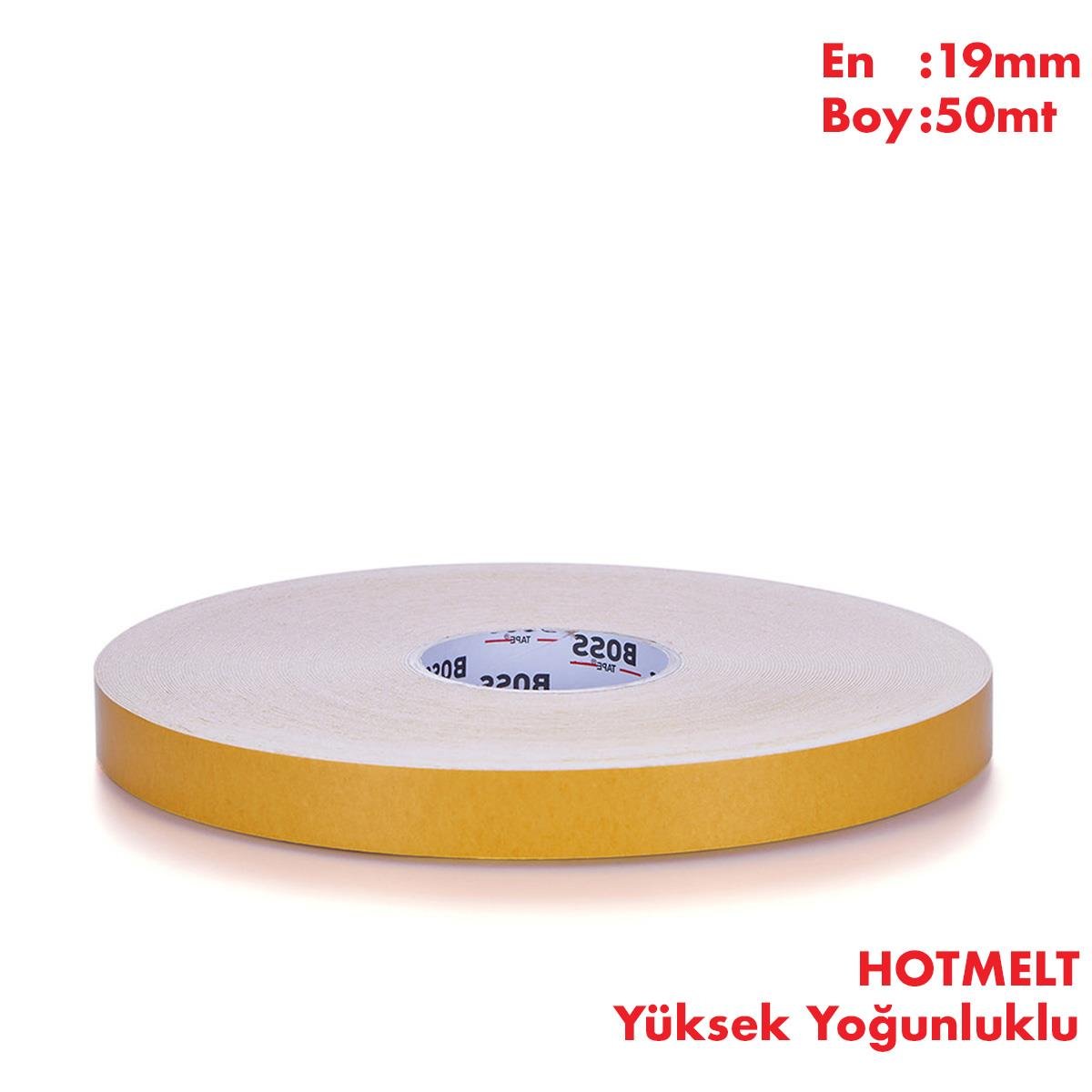 Boss TapeElektrik BantlarıÇift Taraflı Beyaz Hotmelt Köpük Bant En:19mm Boy:50mt