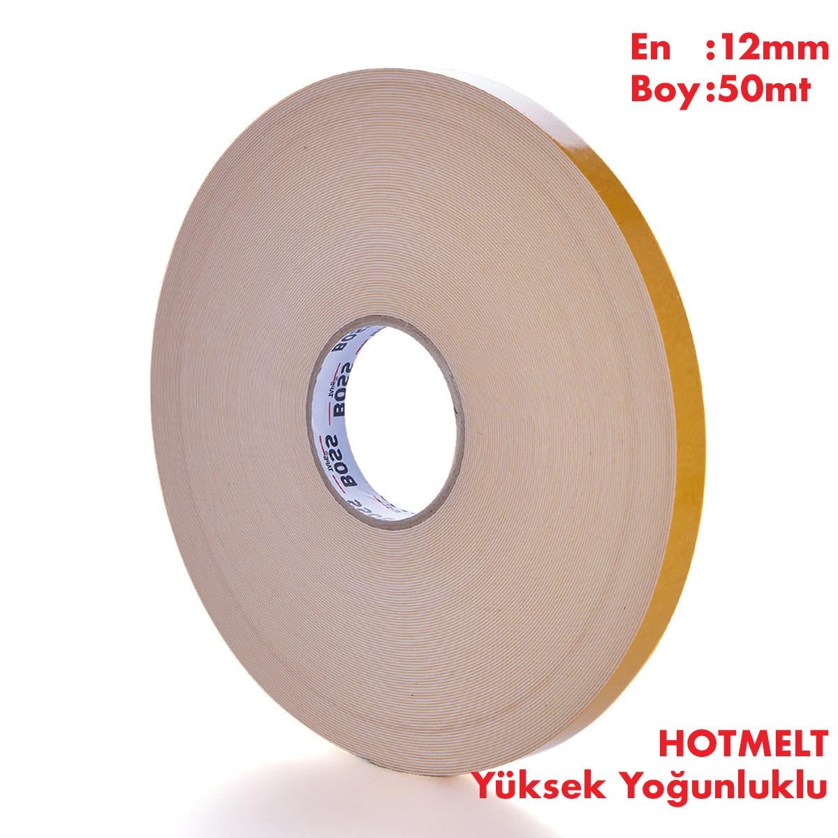 Boss TapeElektrik BantlarıÇift Taraflı Beyaz Hotmelt Köpük Bant En:12mm Boy:50mt