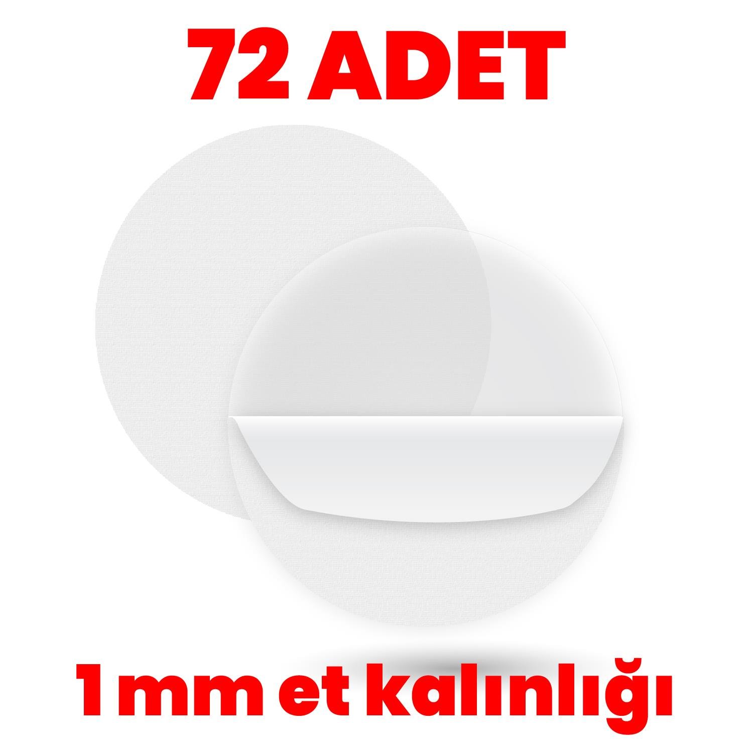 Boss TapeÇift Taraflı BantlarÇift Taraflı Şeffaf Akrilik 72 Adet 65mm Çap Hazır Kesim Diecut