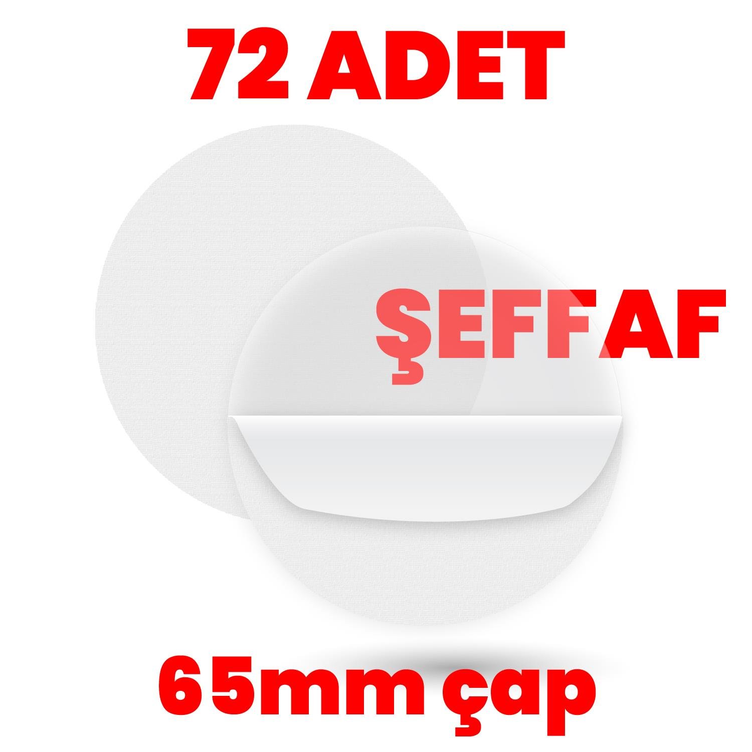 Boss TapeÇift Taraflı BantlarÇift Taraflı Şeffaf Akrilik 72 Adet 65mm Çap Hazır Kesim Diecut