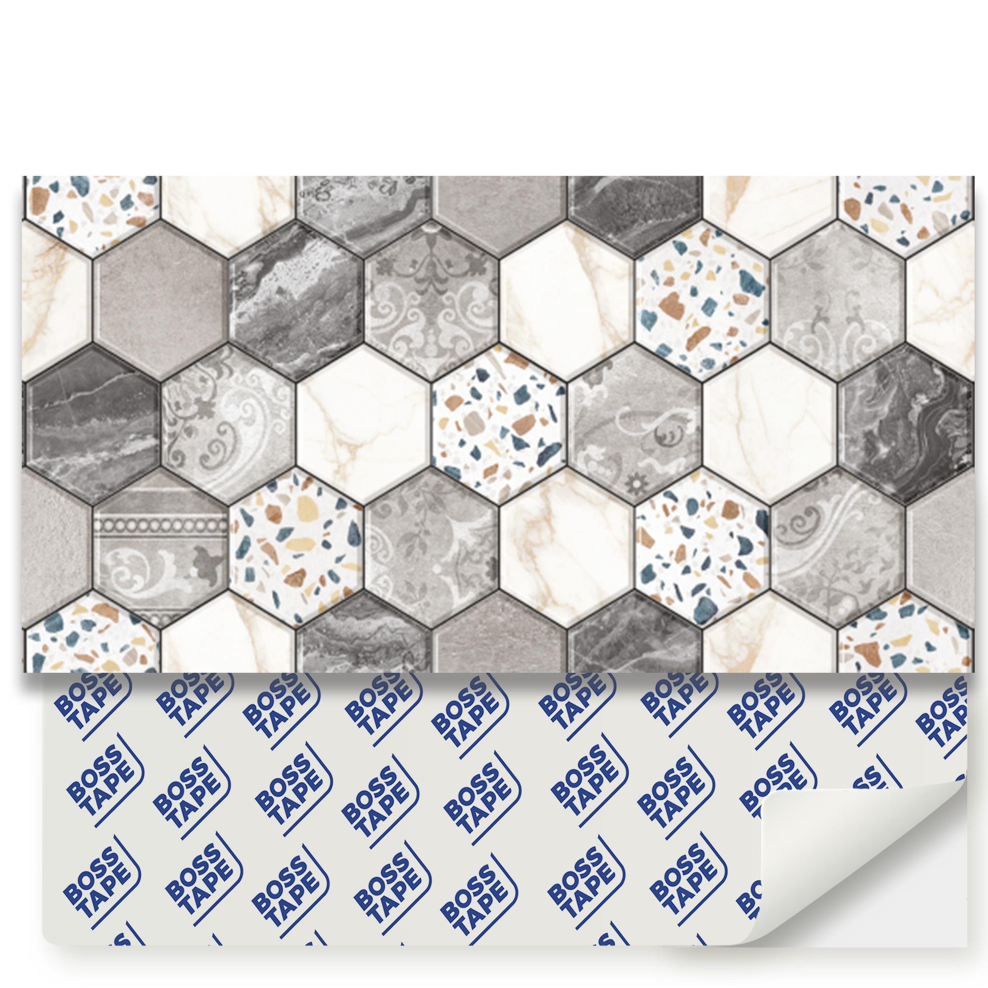 Boss TapeDöşemeDesenli Altıgen Pvc Karo 30x60cm