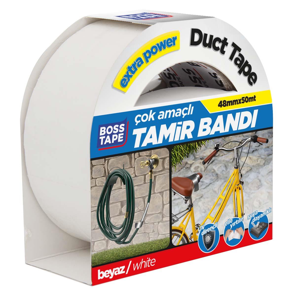 Boss TapeElektrik BantlarıDuct Tape Tamir Bandı Bez Bant Beyaz En:48mm Boy:50mt