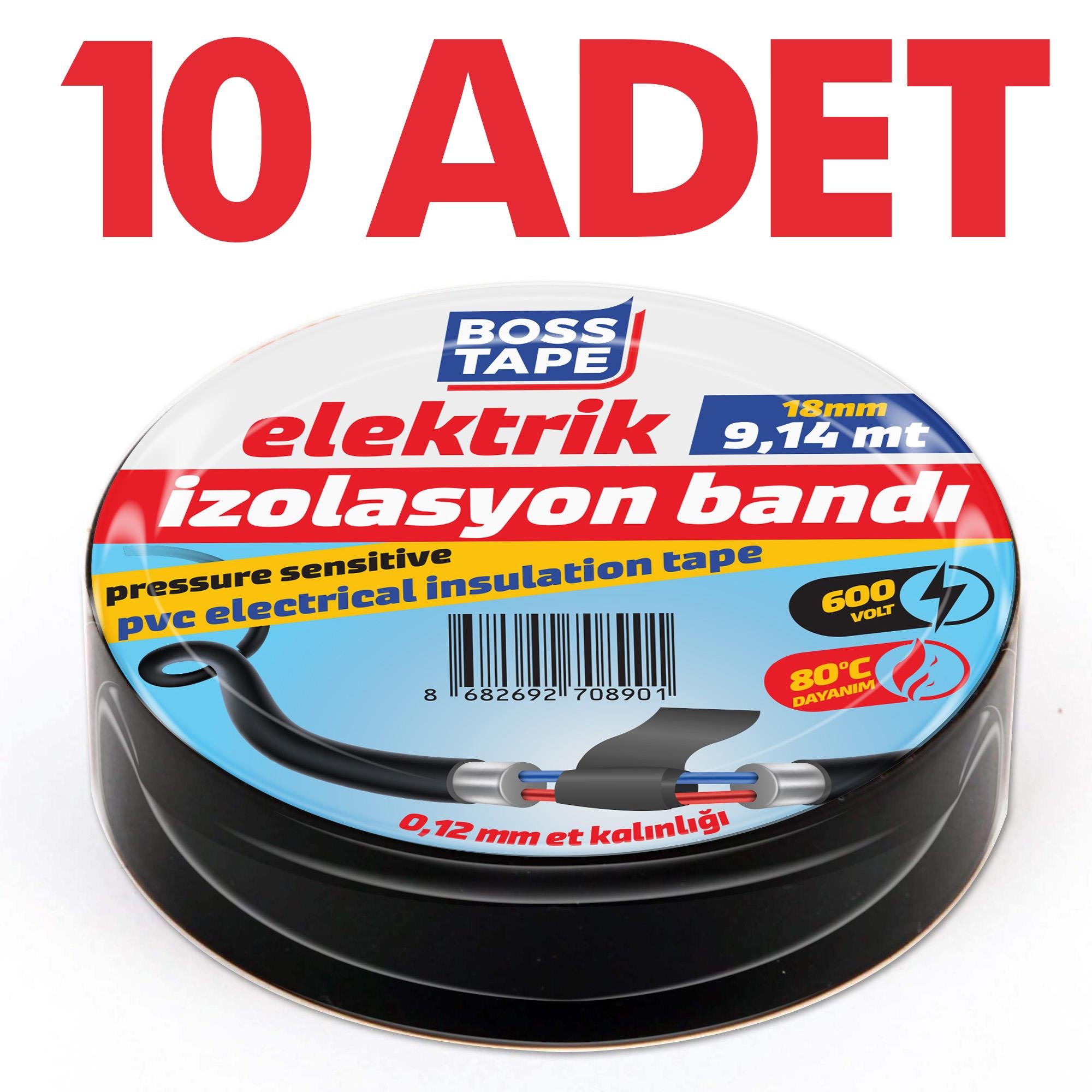 Boss TapeElektrik BantlarıElektrik Bandı İzole Bant Siyah 10 Adet