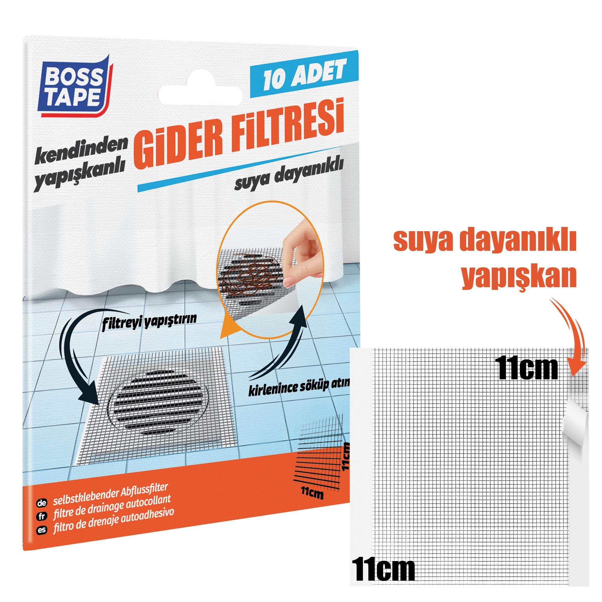 Boss TapeYapıştırıcıBantlarGider Filtresi Banyo Filtresi 10'lu Paket