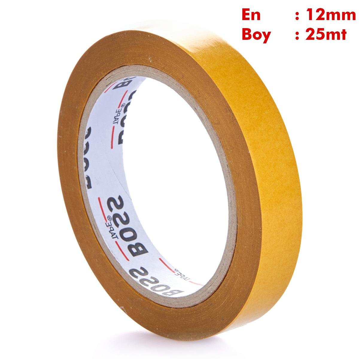 Boss TapeElektrik BantlarıHobi Karton Okul Kullanımına Uygun Çift Taraflı En:12mm Boy:25mt