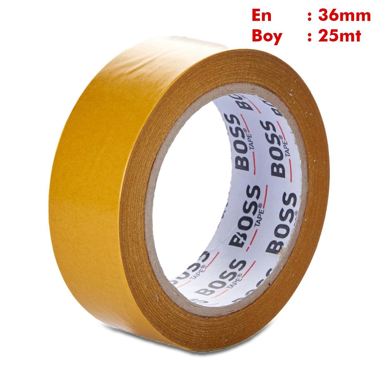 Boss TapeElektrik BantlarıHobi Karton Okul Kullanımına Uygun Çift Taraflı En:36mm Boy:25mt