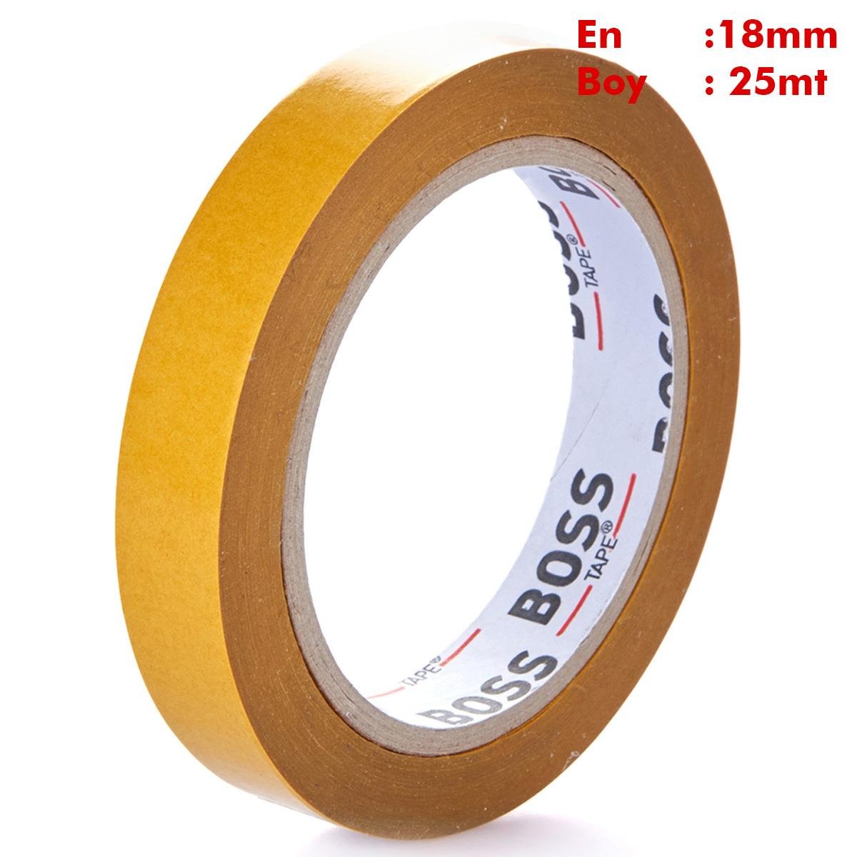 Boss TapeElektrik BantlarıHobi Karton Okul Kullanımına Uygun Çift Taraflı En:18mm Boy:25mt