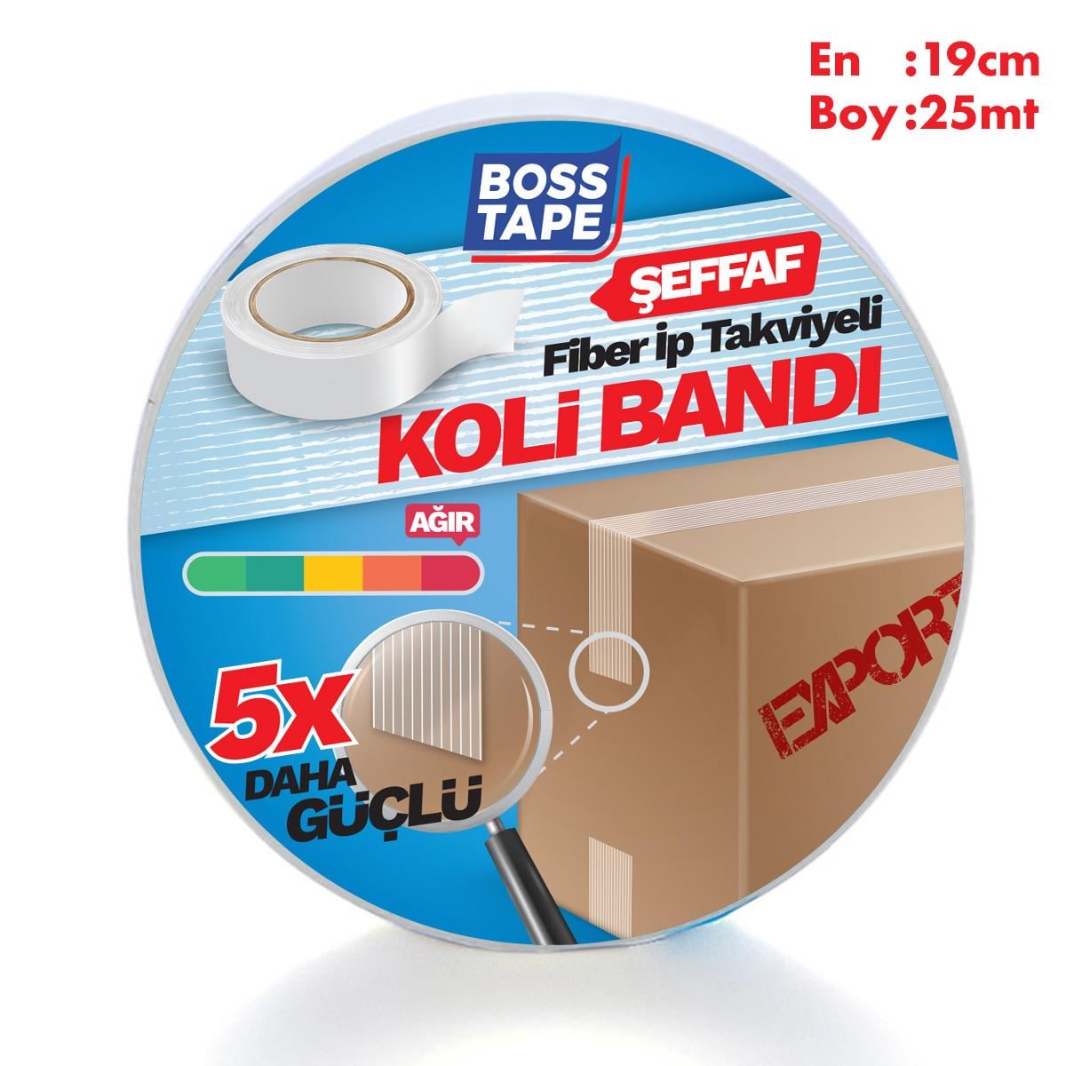 Boss TapeElektrik Bantlarıİp Takviyeli Çok Güçlü Koli Bandı En:19mm Boy:25mt