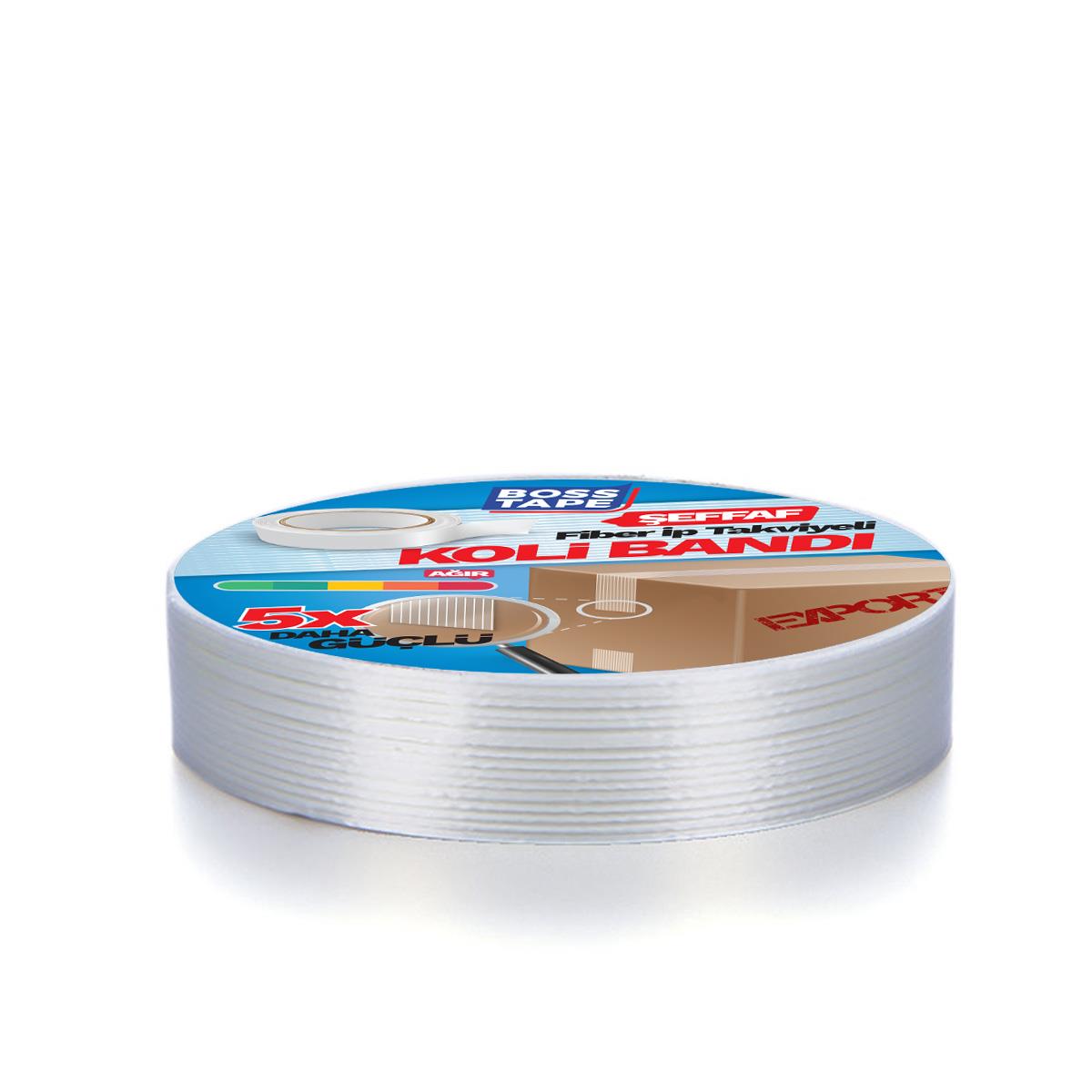 Boss TapeElektrik Bantlarıİp Takviyeli Çok Güçlü Koli Bandı En:25mm Boy:25mt