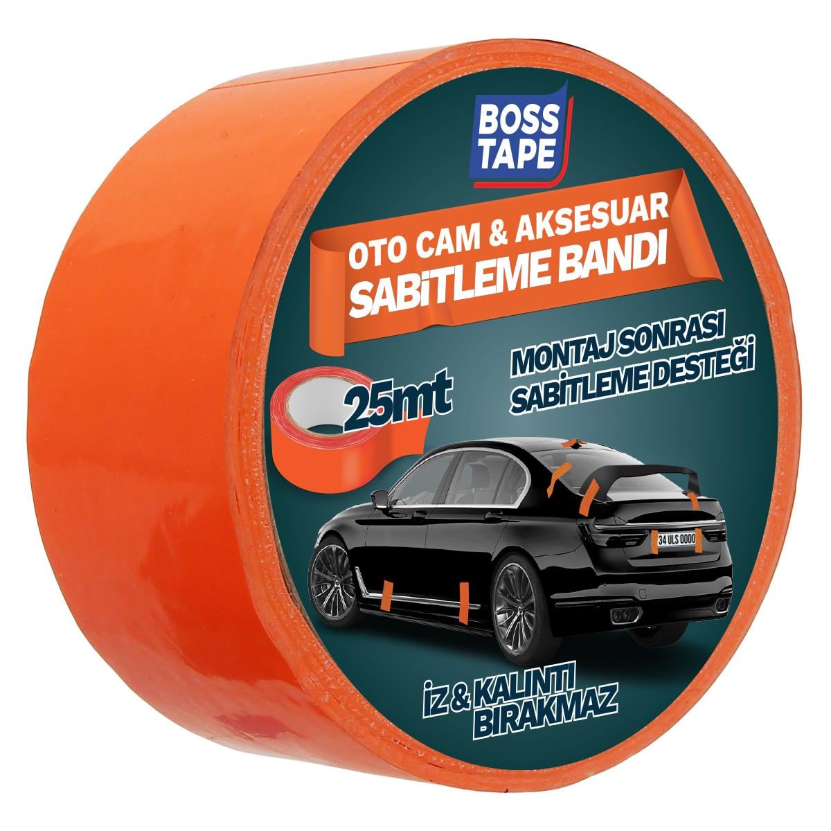 Boss TapeOto Aksesuarİz Bırakmaz Turuncu Geçici Aksesuar Sabitleme Bandı En:45mm Boy:25mt