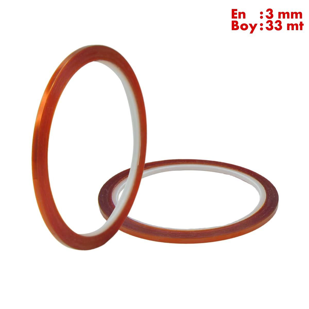 Boss TapeMaskeleme BantlarıKapton Bant 260 Dereceye Dayanıklı Bant En:3mm Boy:33mt