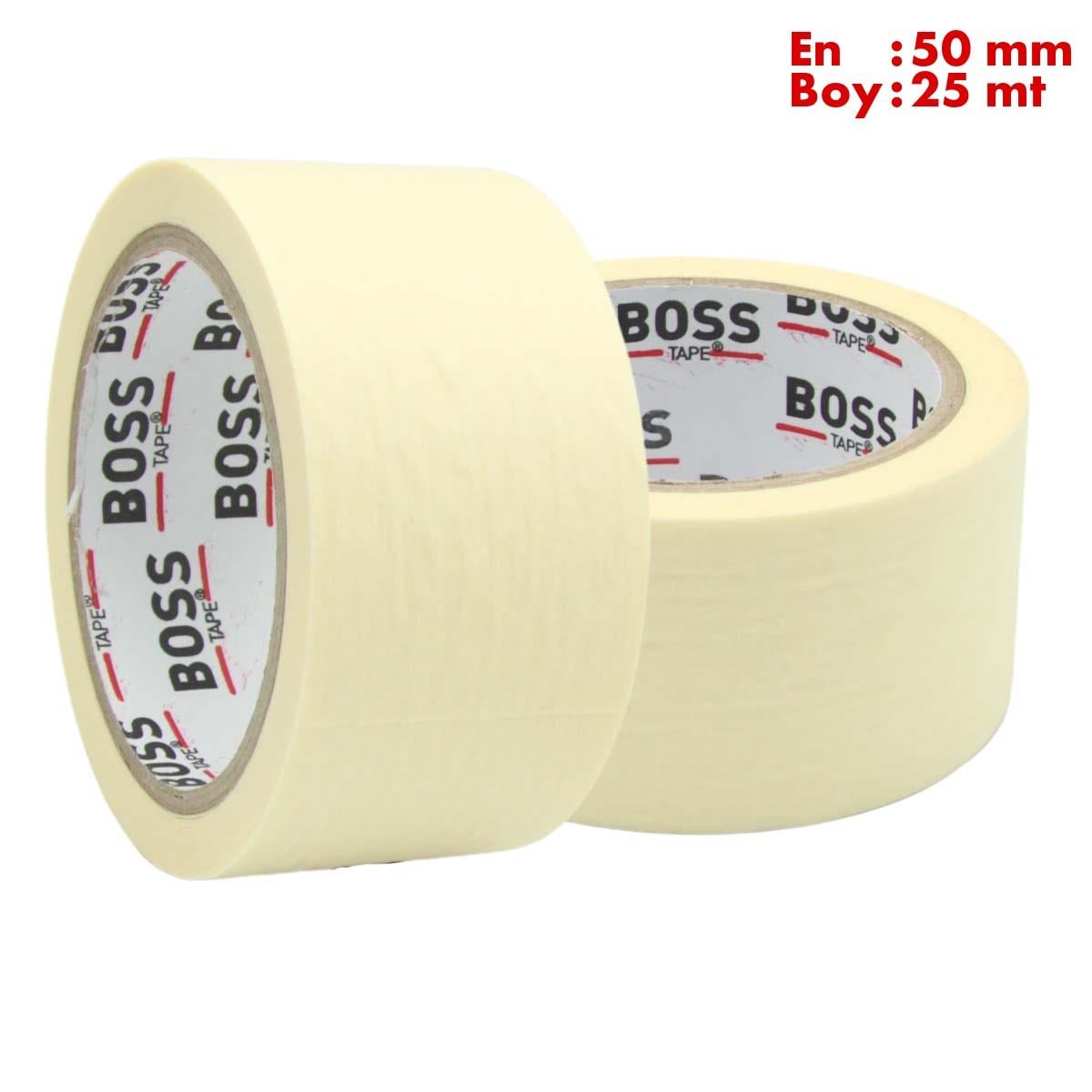 Boss TapeKaydırmaz BantlarMaskeleme Bandı Kağıt Beyaz Bant En:50mm Boy: 25mt