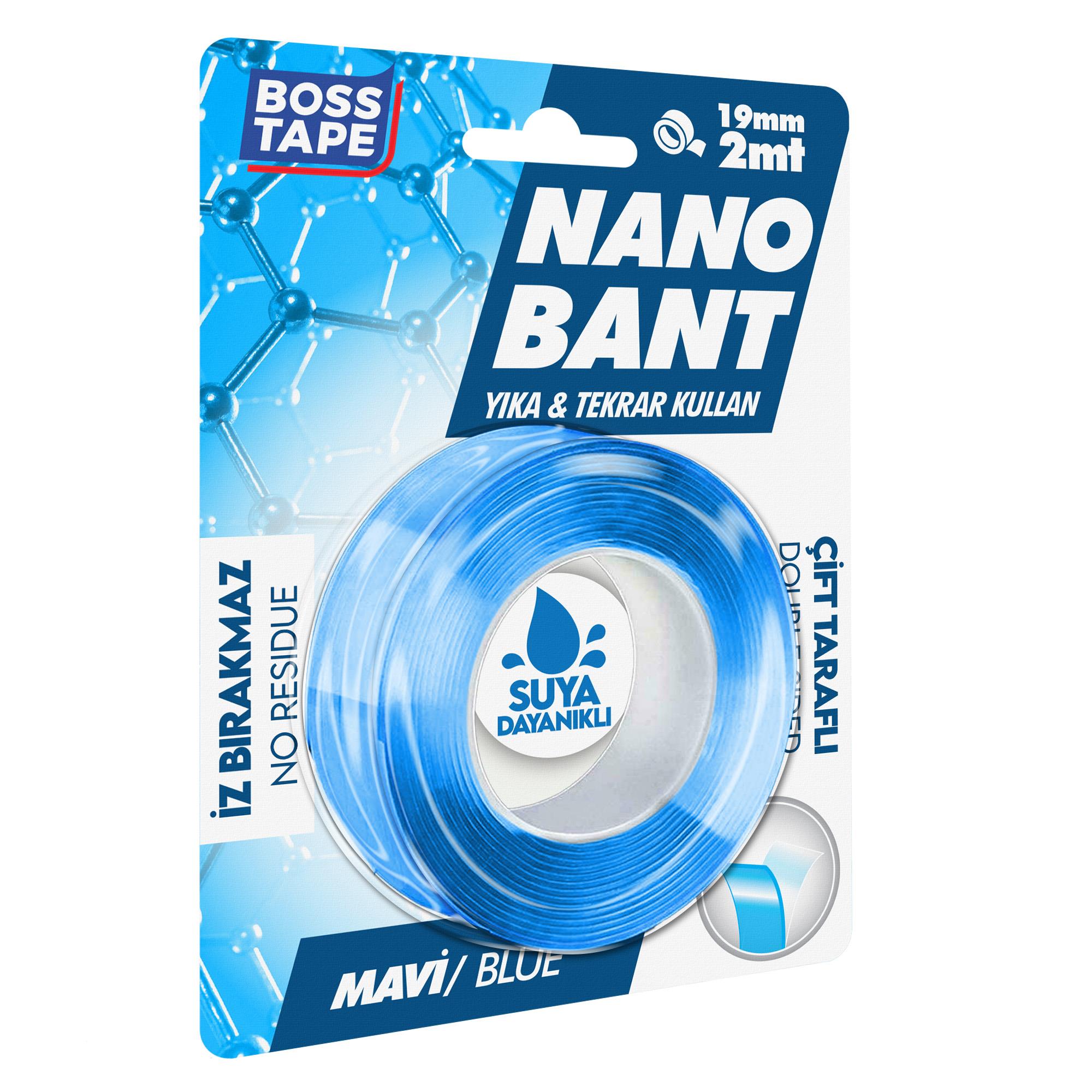 Boss TapeÇift Taraflı BantlarNano Bant Mavi Çift Taraflı En:19mm Boy: 2mt